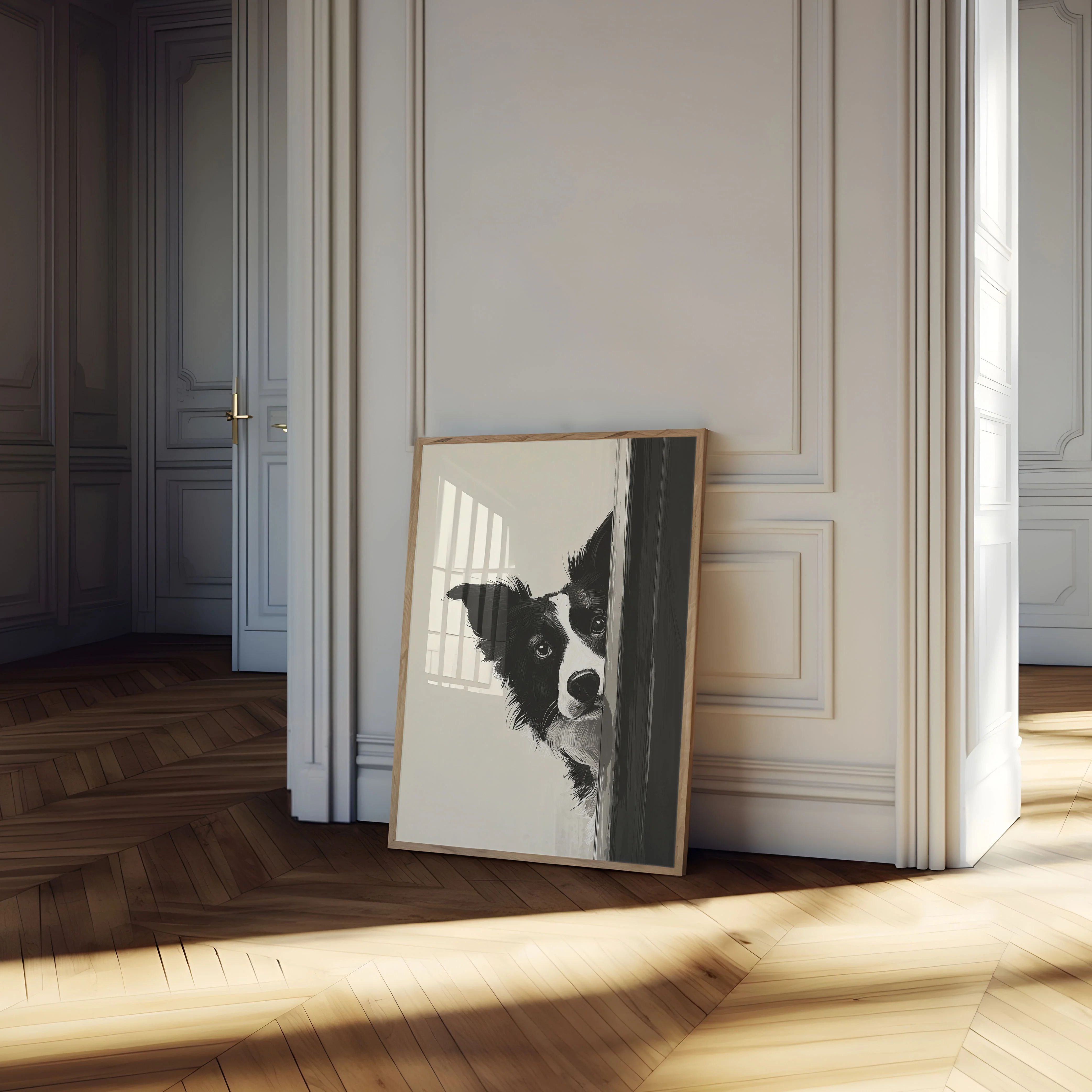 Curious Dog Peeking Corner Poster - Image 4