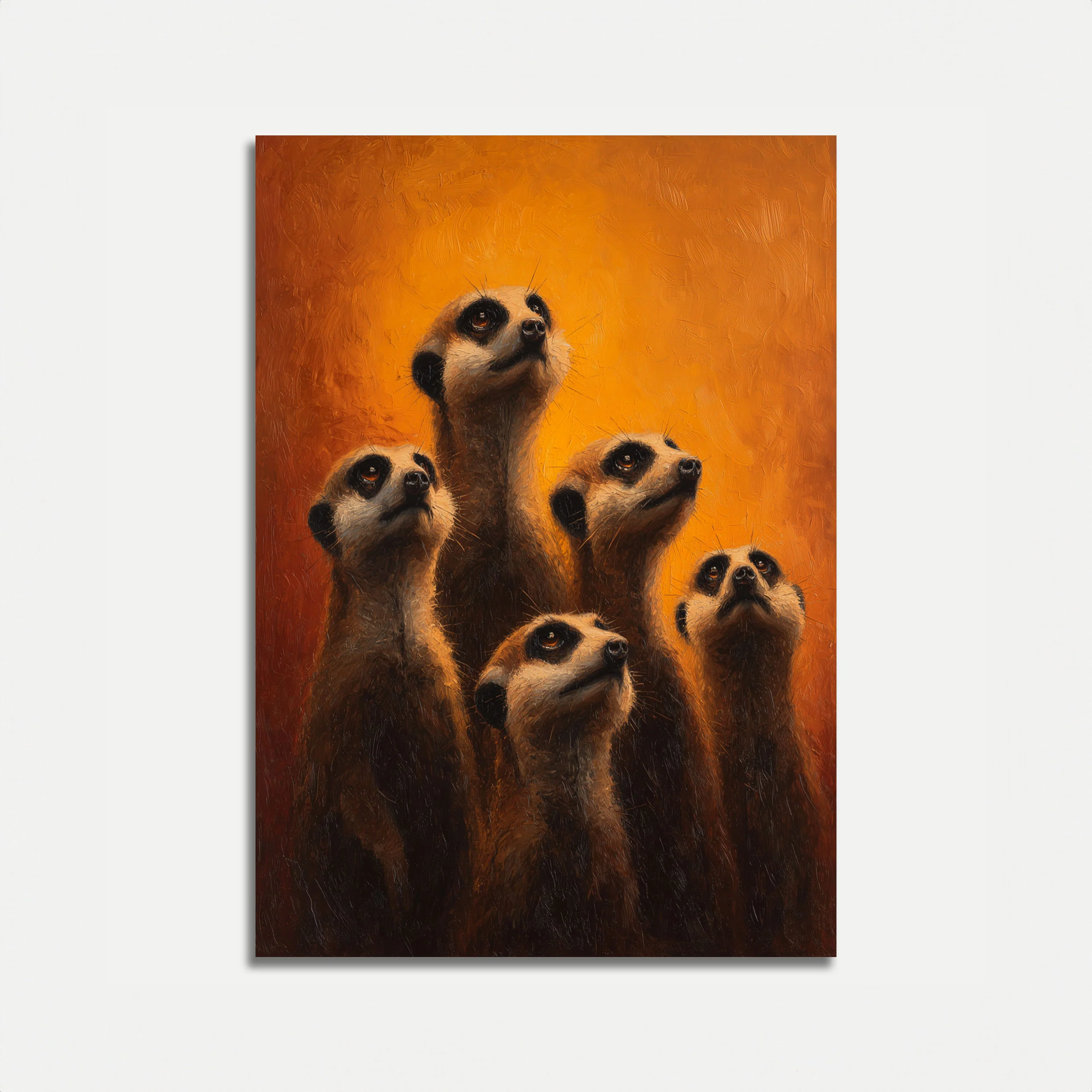 Curious Meerkats Looking Up Poster