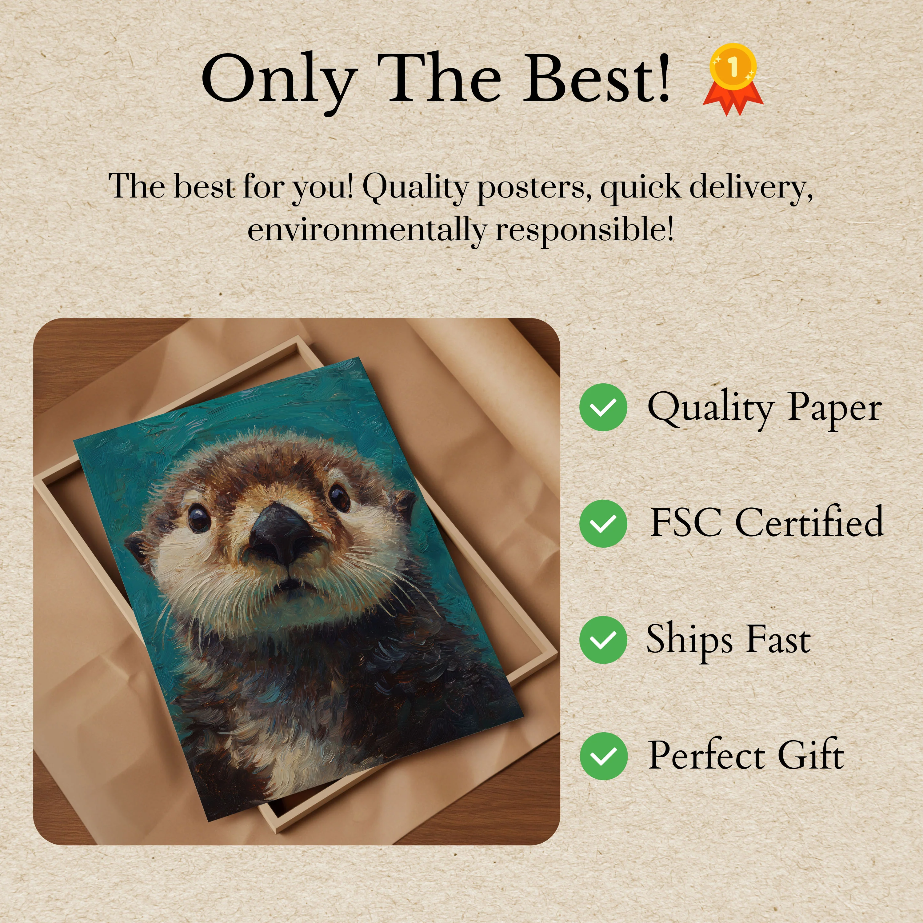 Curious Otter Portrait Poster - Image 3