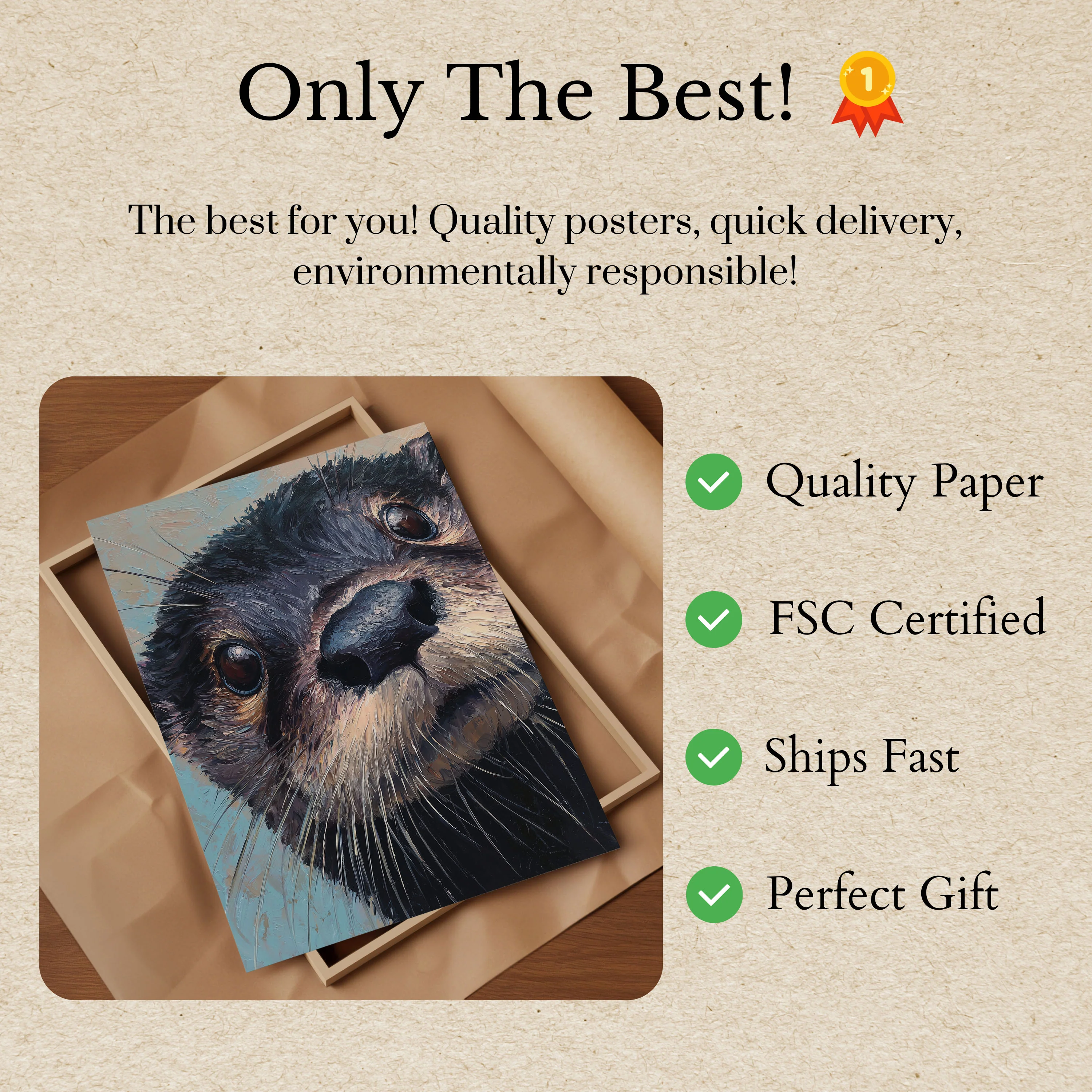 Curious Otter Portrait Poster - Image 3