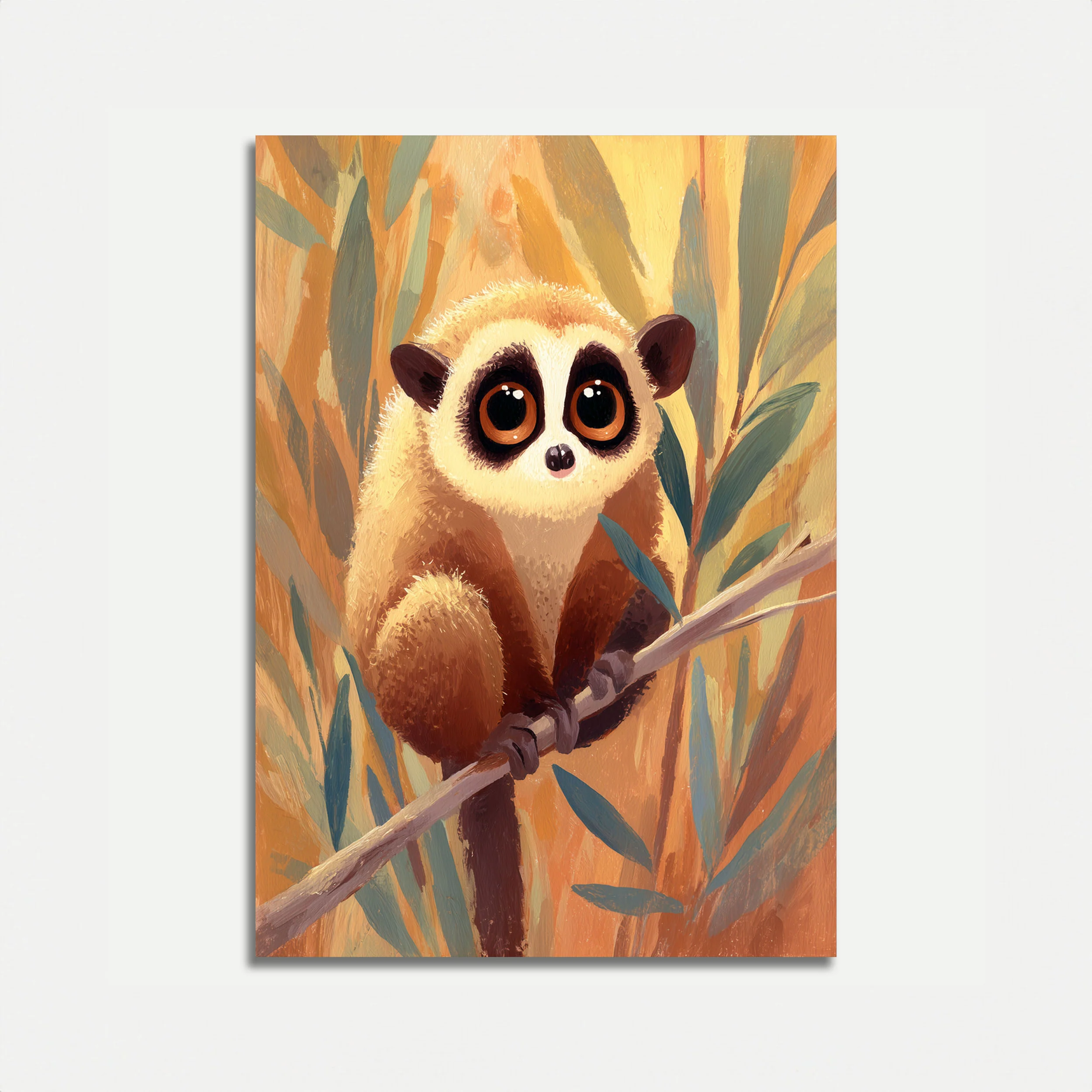 Curious Slow Loris on Branch Poster