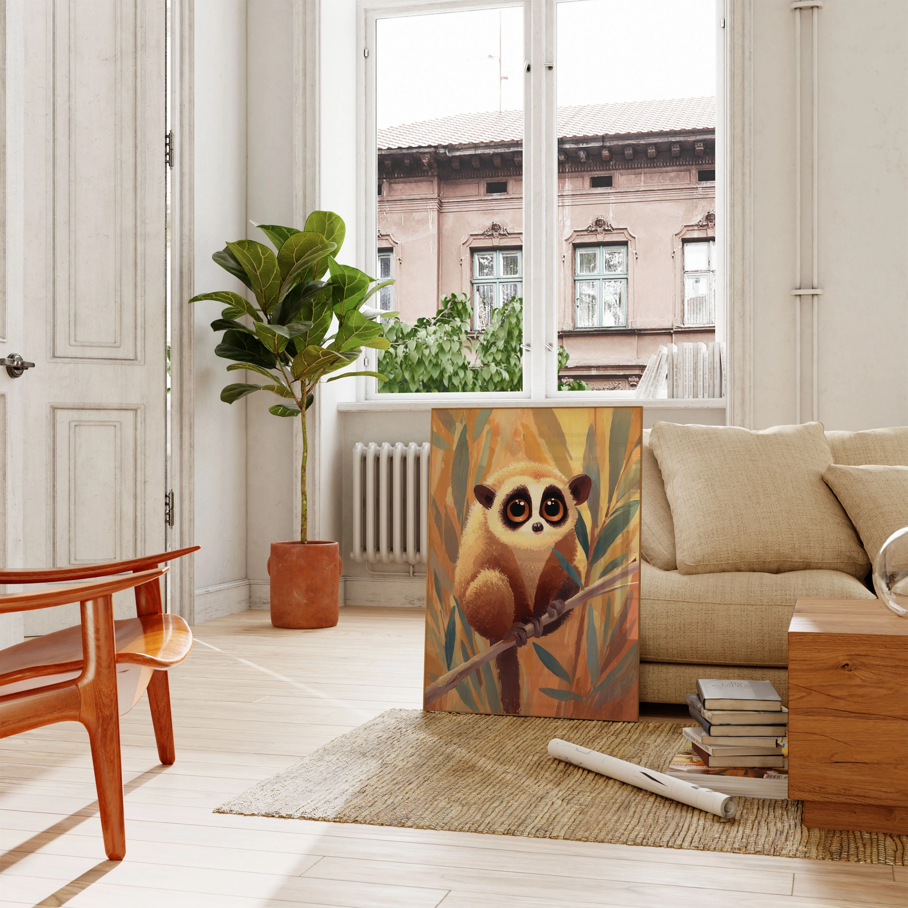 Curious Slow Loris on Branch Poster - Image 2