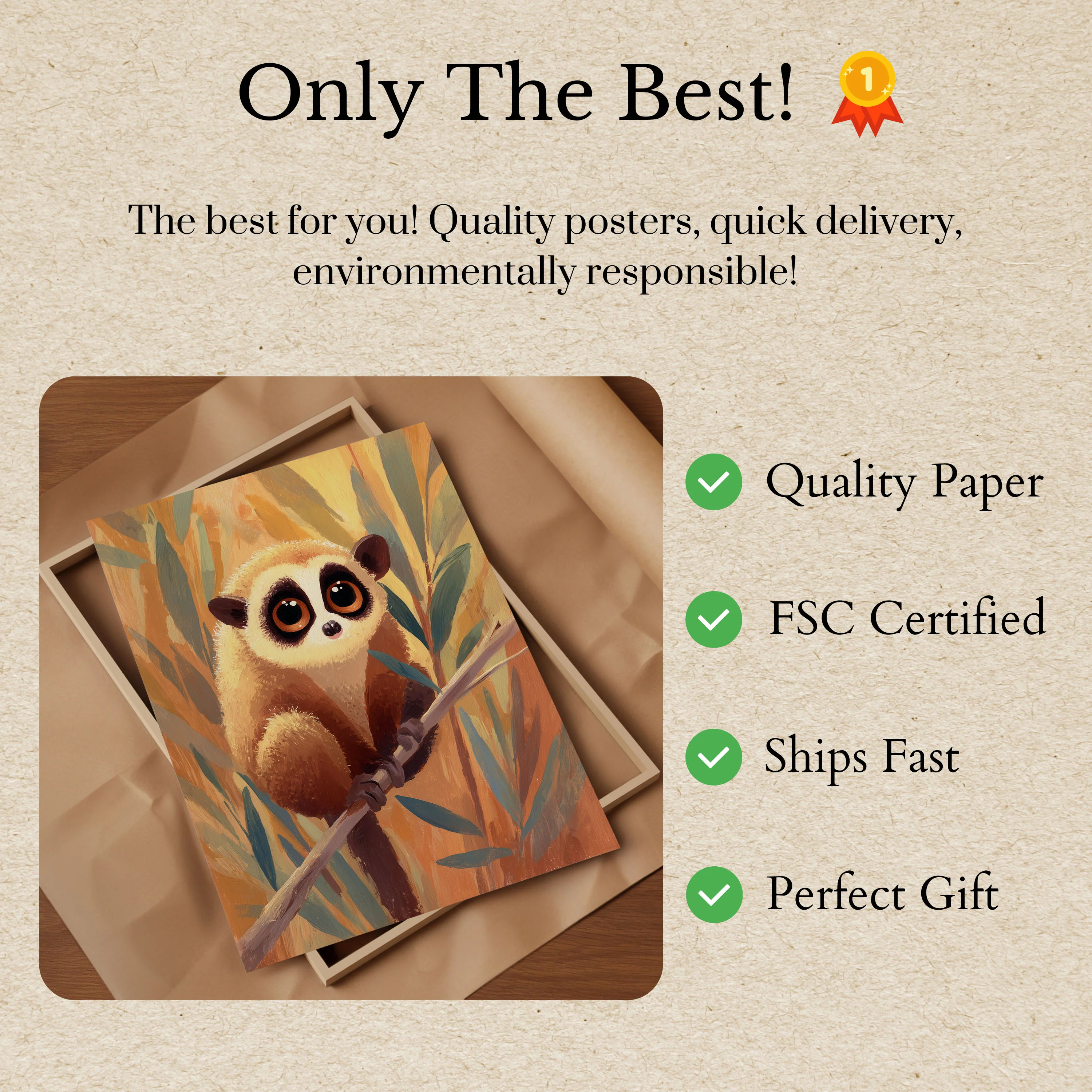 Curious Slow Loris on Branch Poster - Image 3