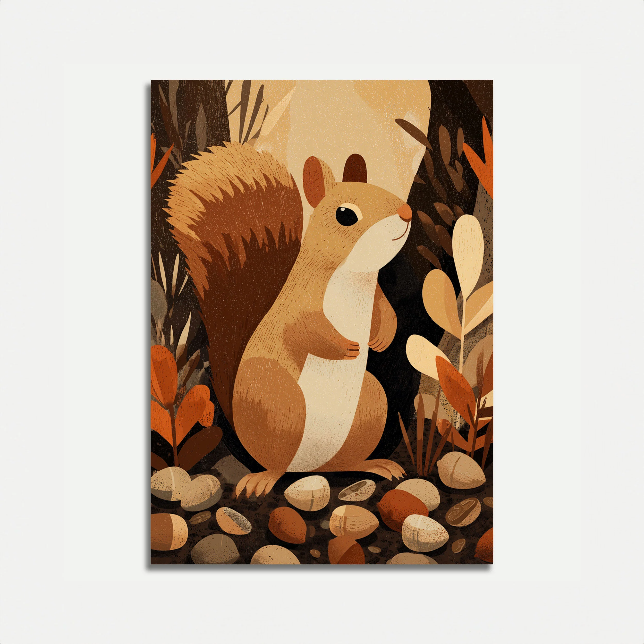 Curious Squirrel in Autumn Forest Poster
