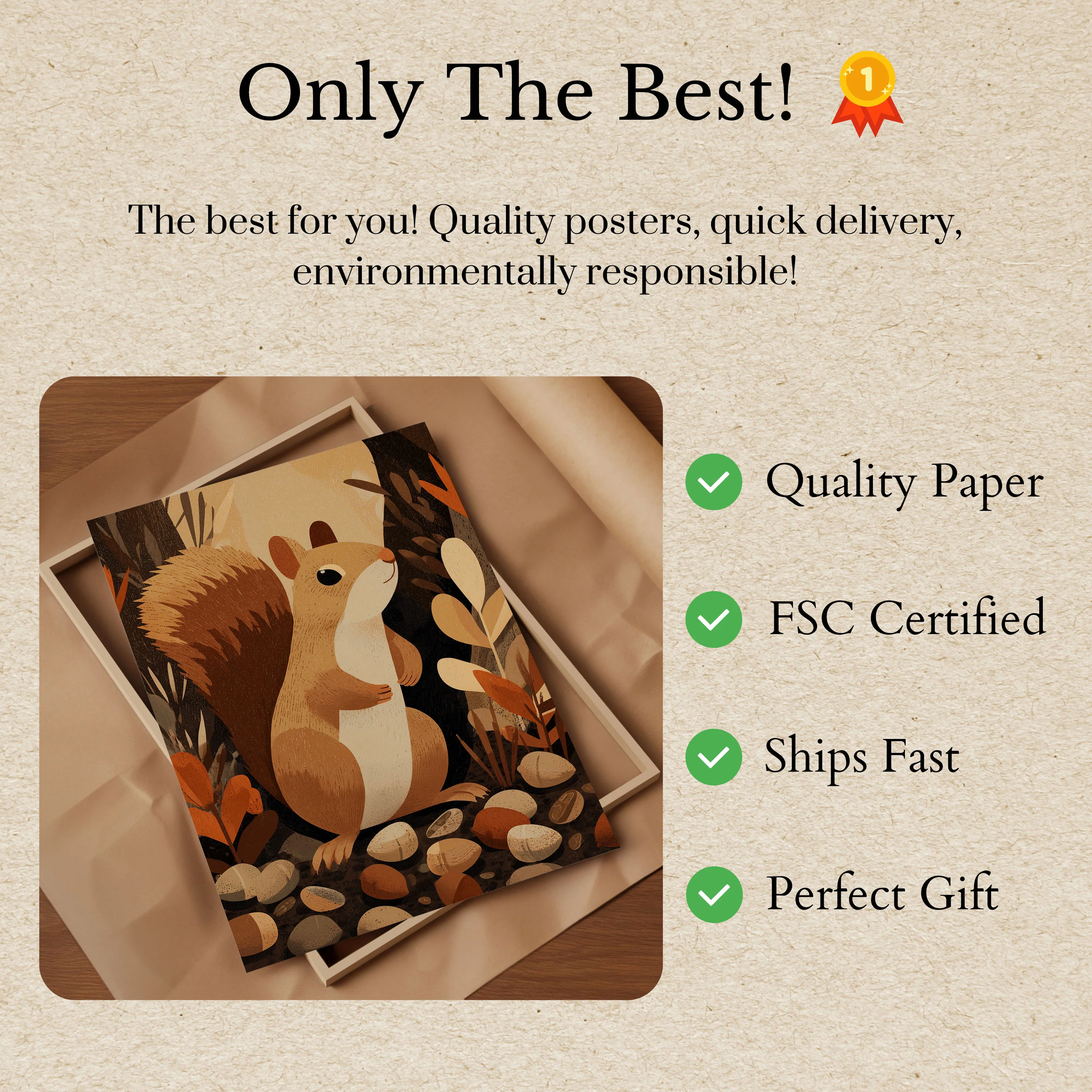 Curious Squirrel in Autumn Forest Poster - Image 3