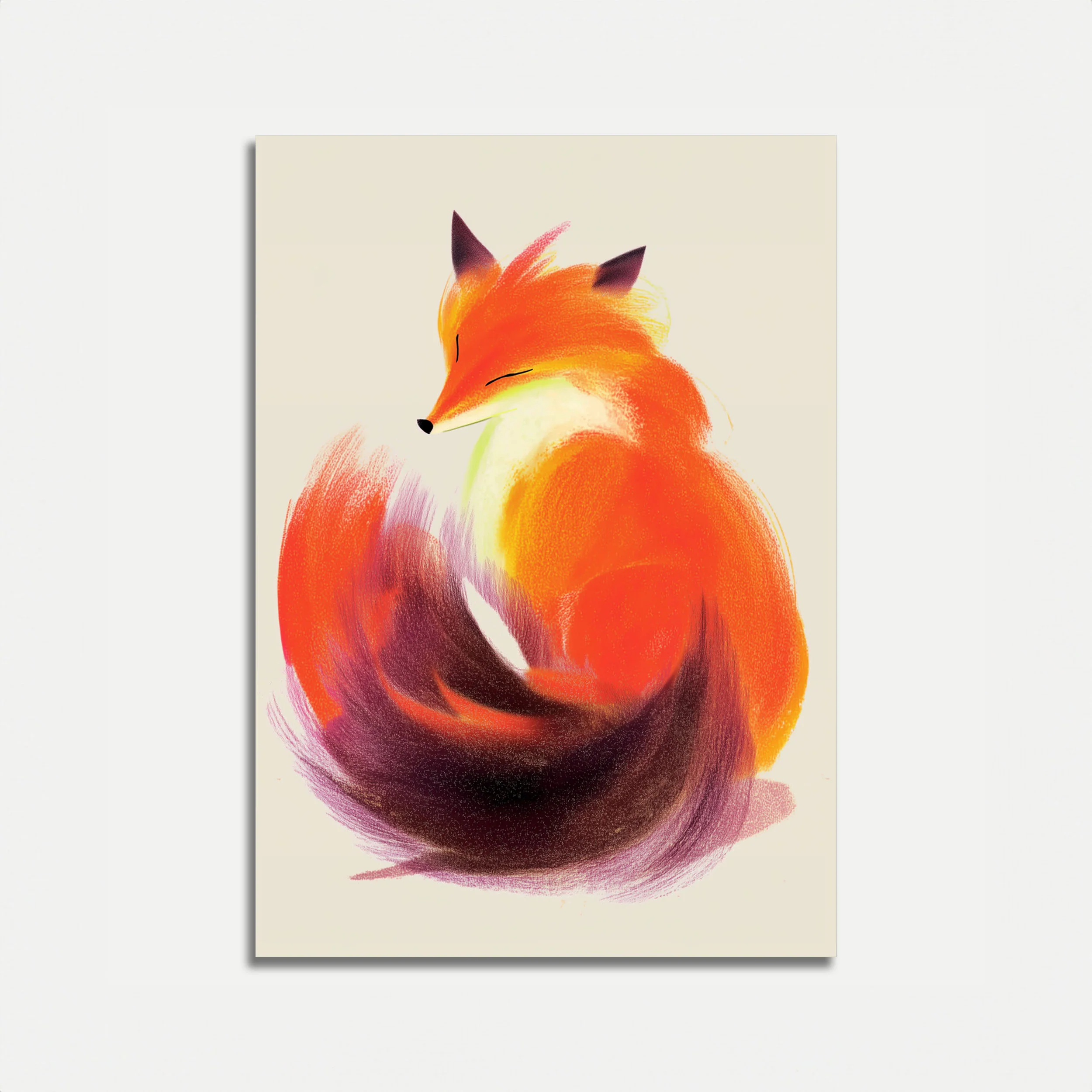 Curled Fox in Warm Tones Poster