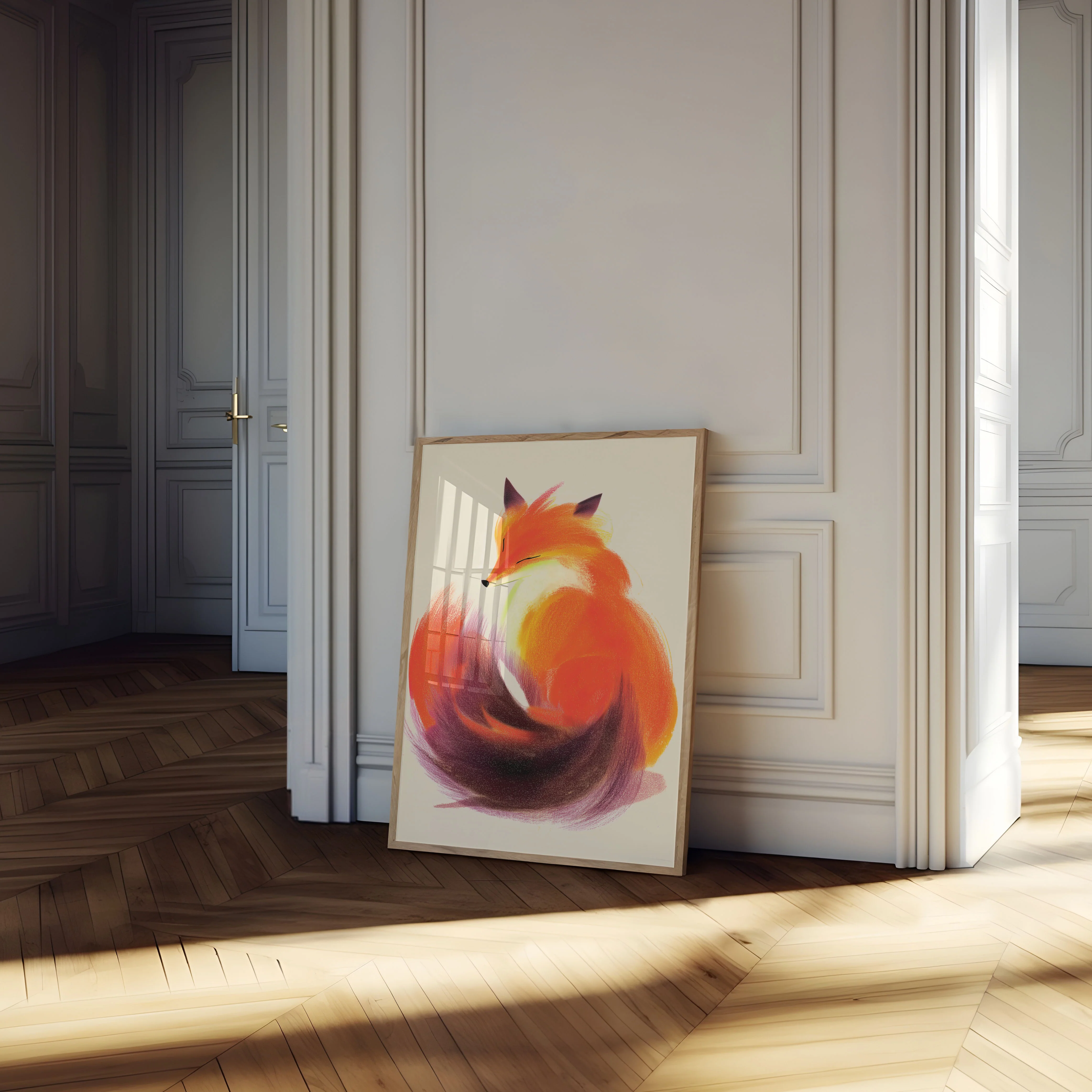 Curled Fox in Warm Tones Poster - Image 4