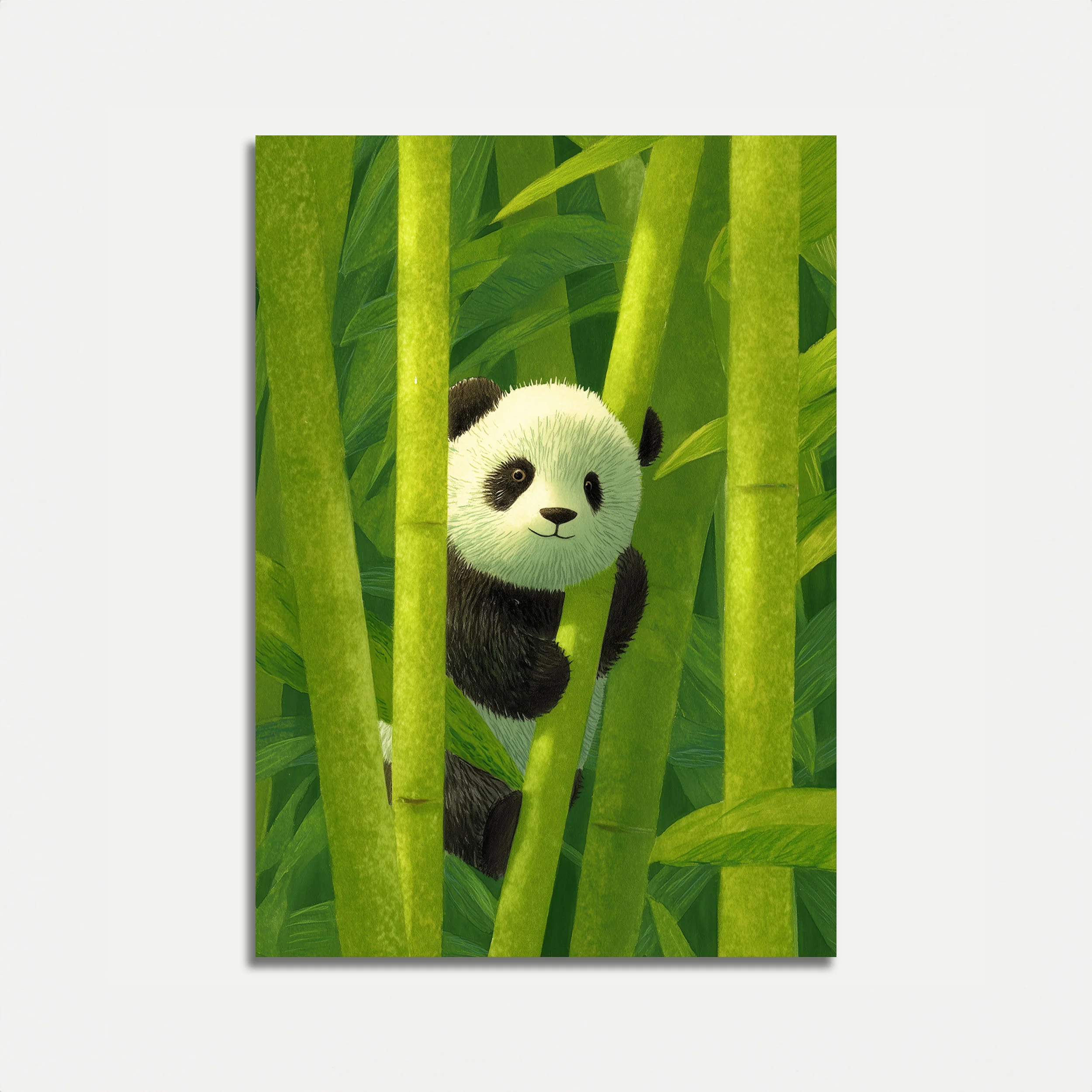 Cute Panda in Bamboo Forest Poster