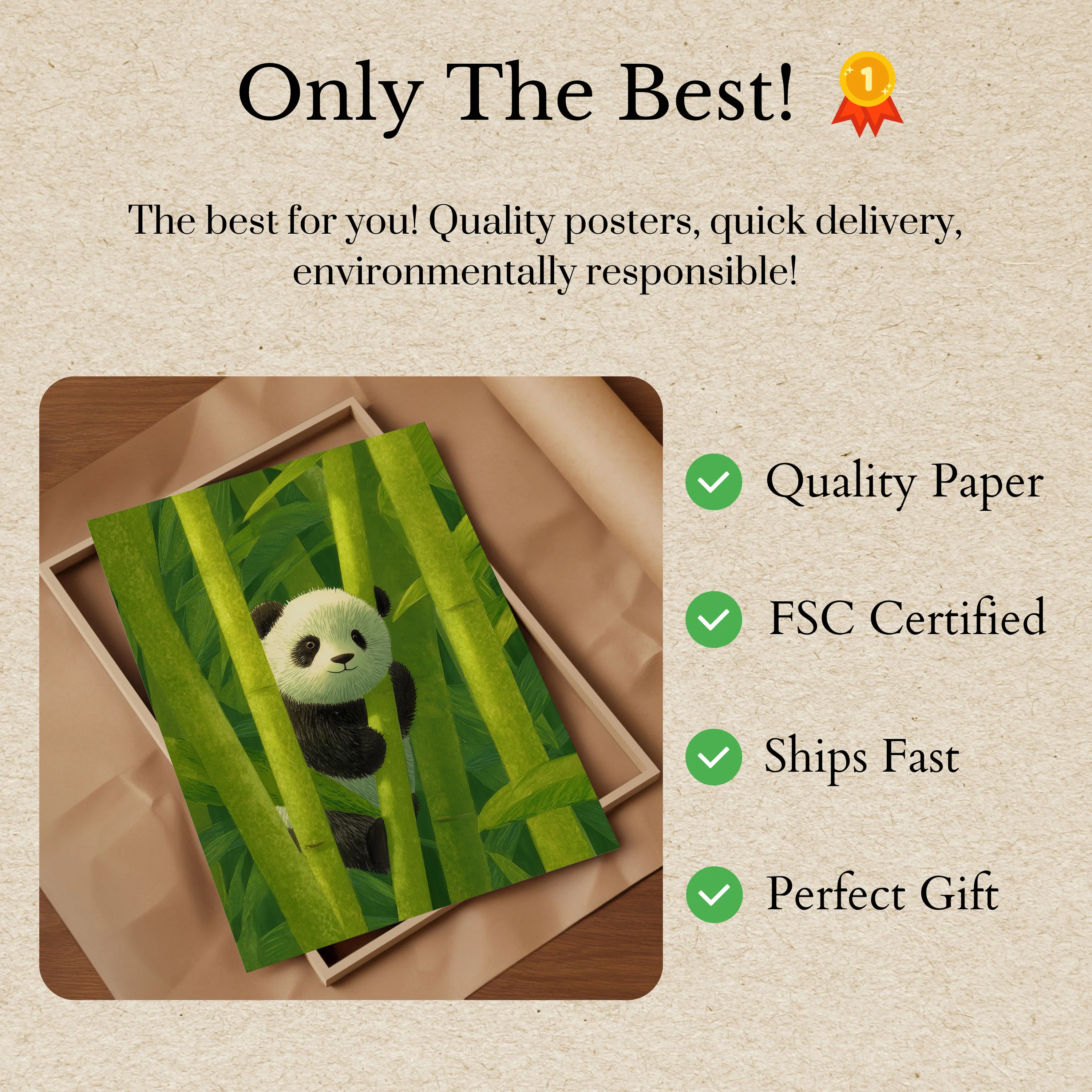 Cute Panda in Bamboo Forest Poster - Image 3