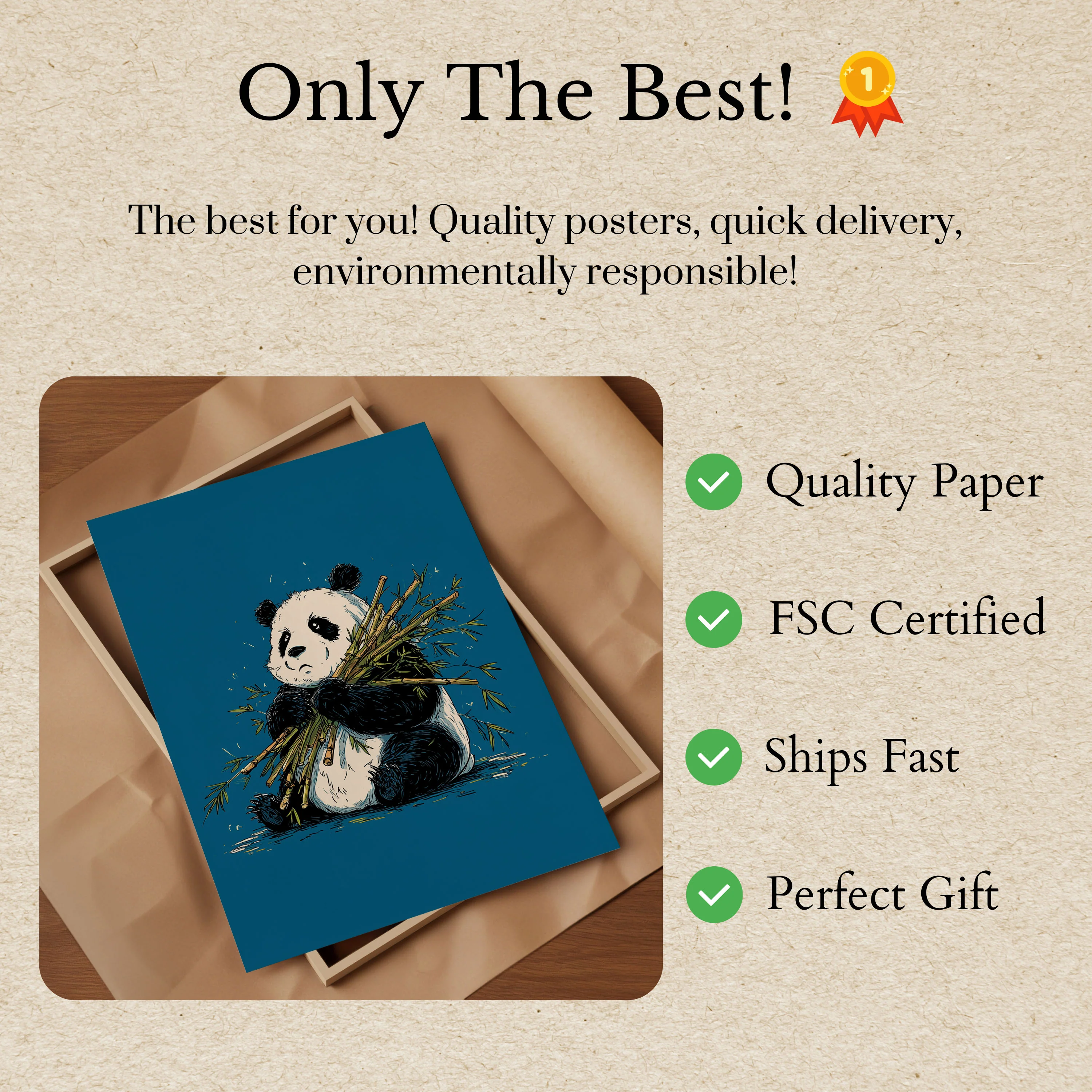 Cute Panda with Bamboo Poster - Image 3