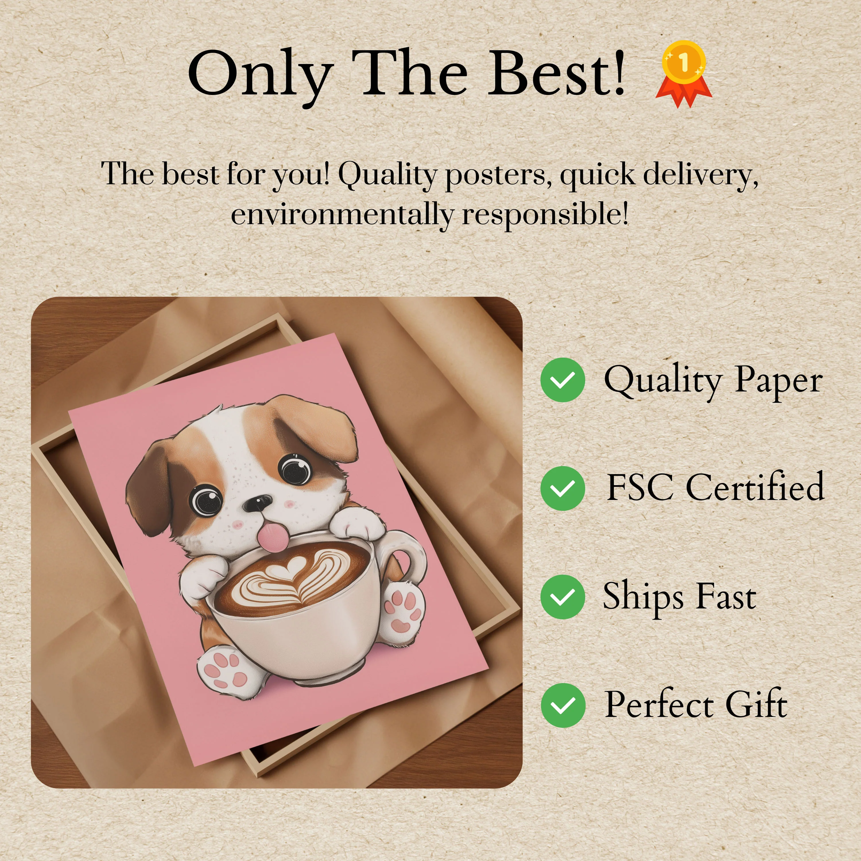 Cute Puppy Latte Love Poster - Image 3