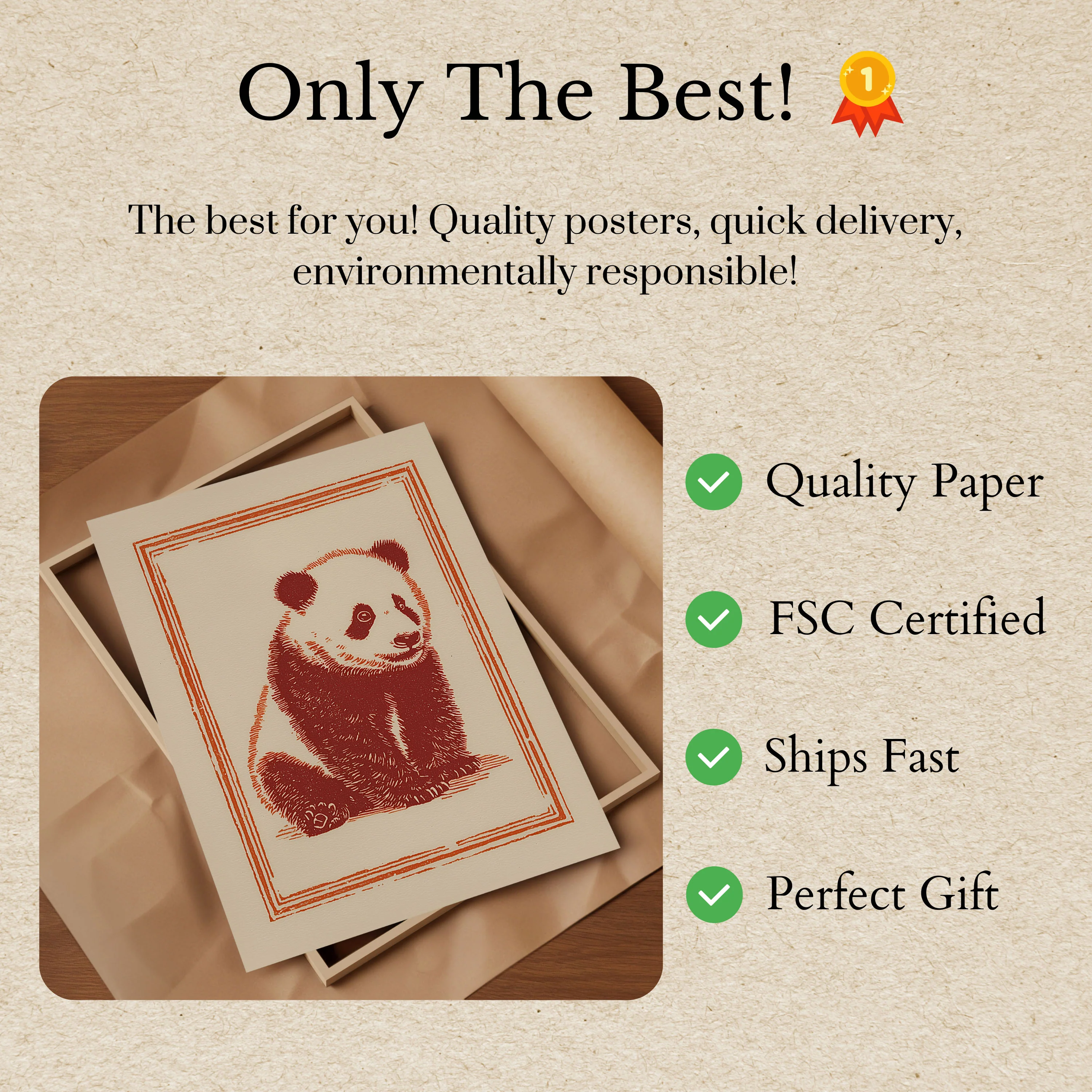 Cute Sitting Panda Poster - Image 3