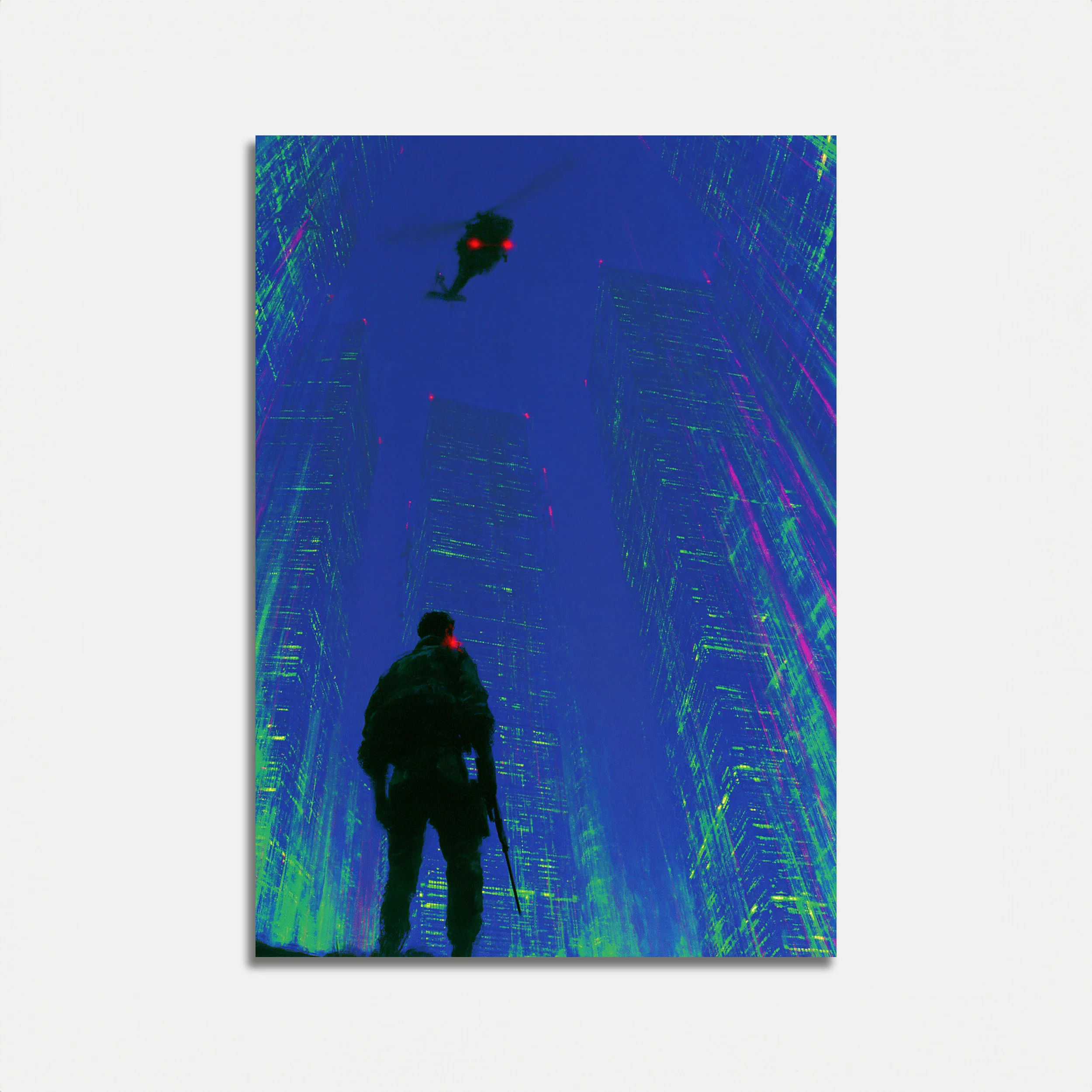 Cyberpunk Hacker in Digital City Poster
