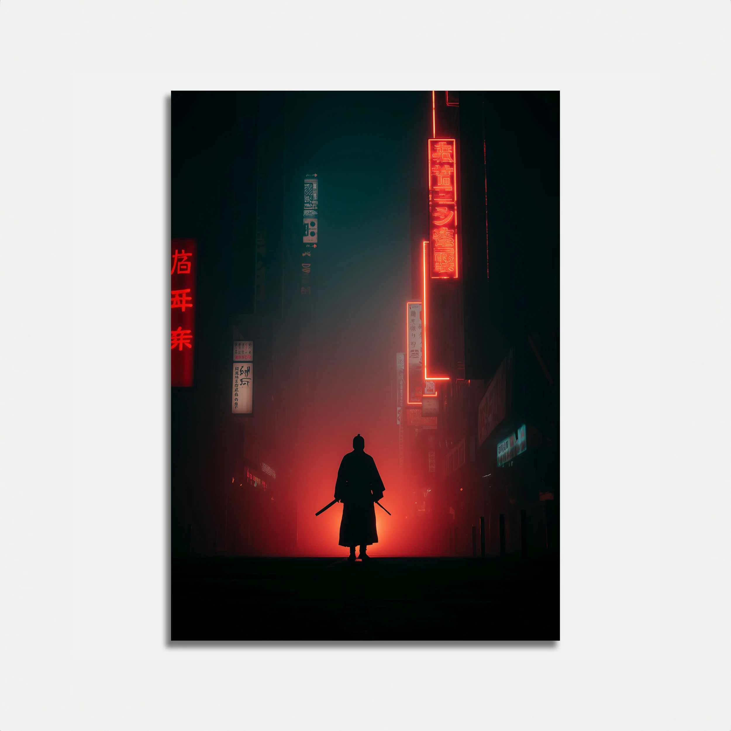 Cyberpunk Samurai Night Poster