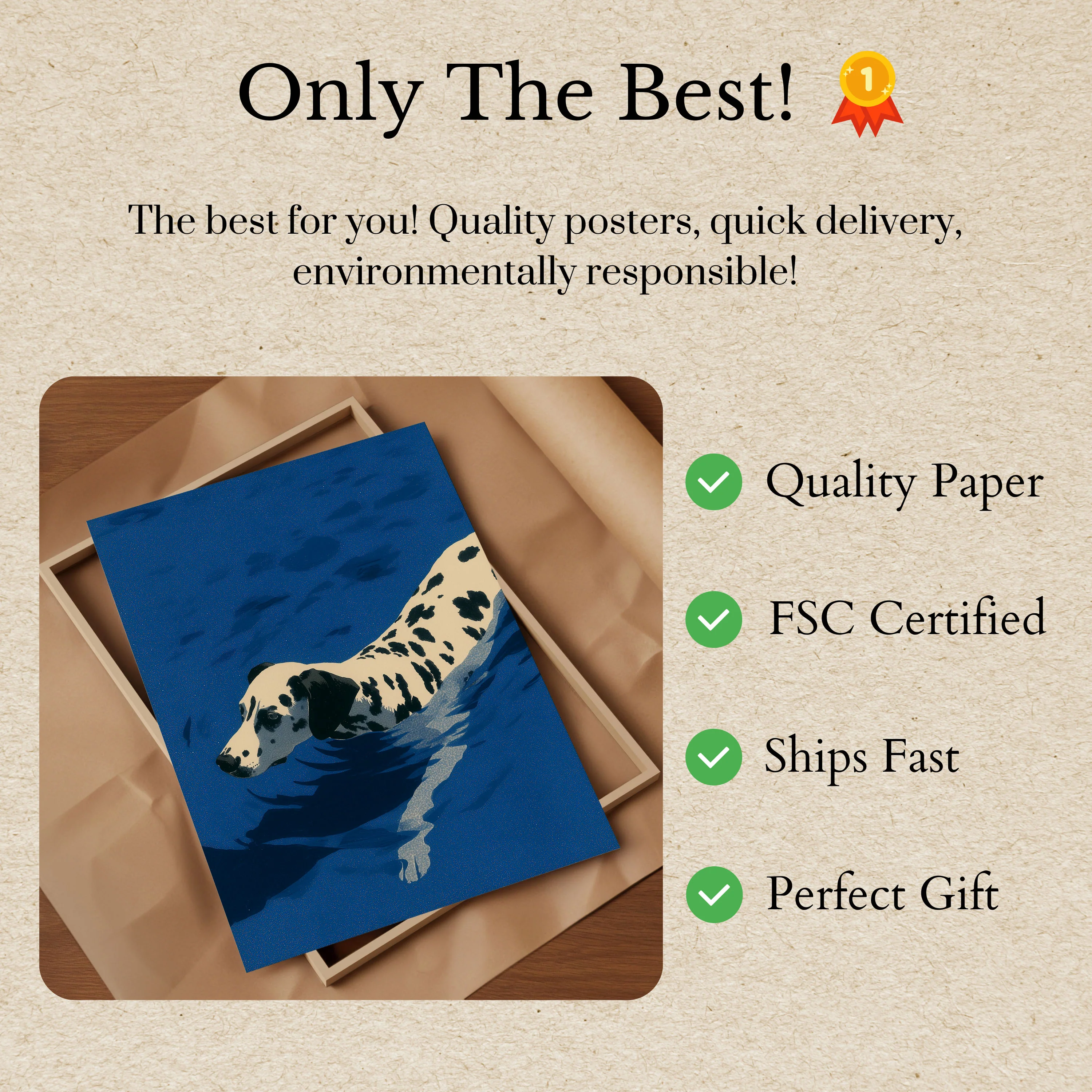 Dalmatian Swimming Blue Poster - Image 3