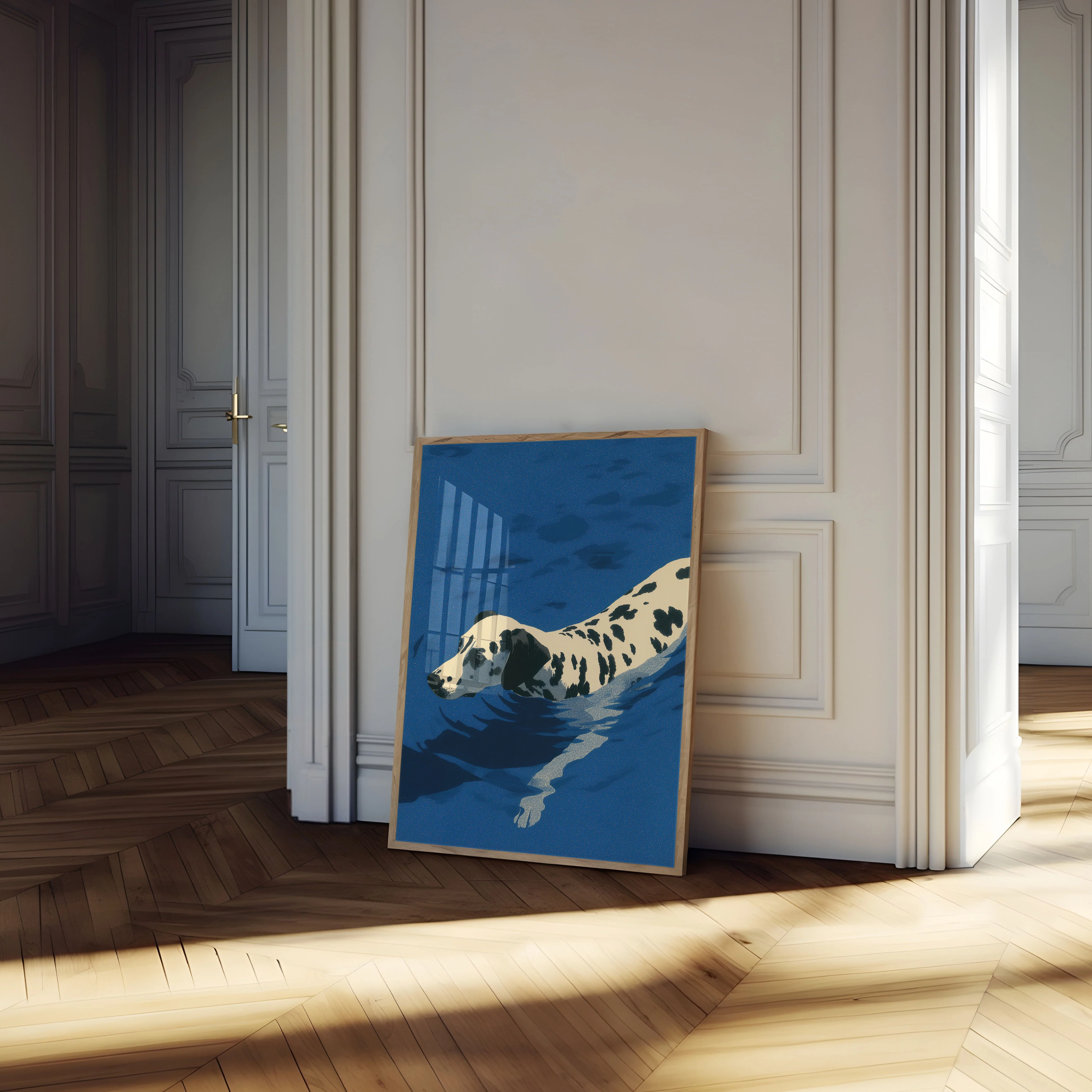 Dalmatian Swimming Blue Poster - Image 4