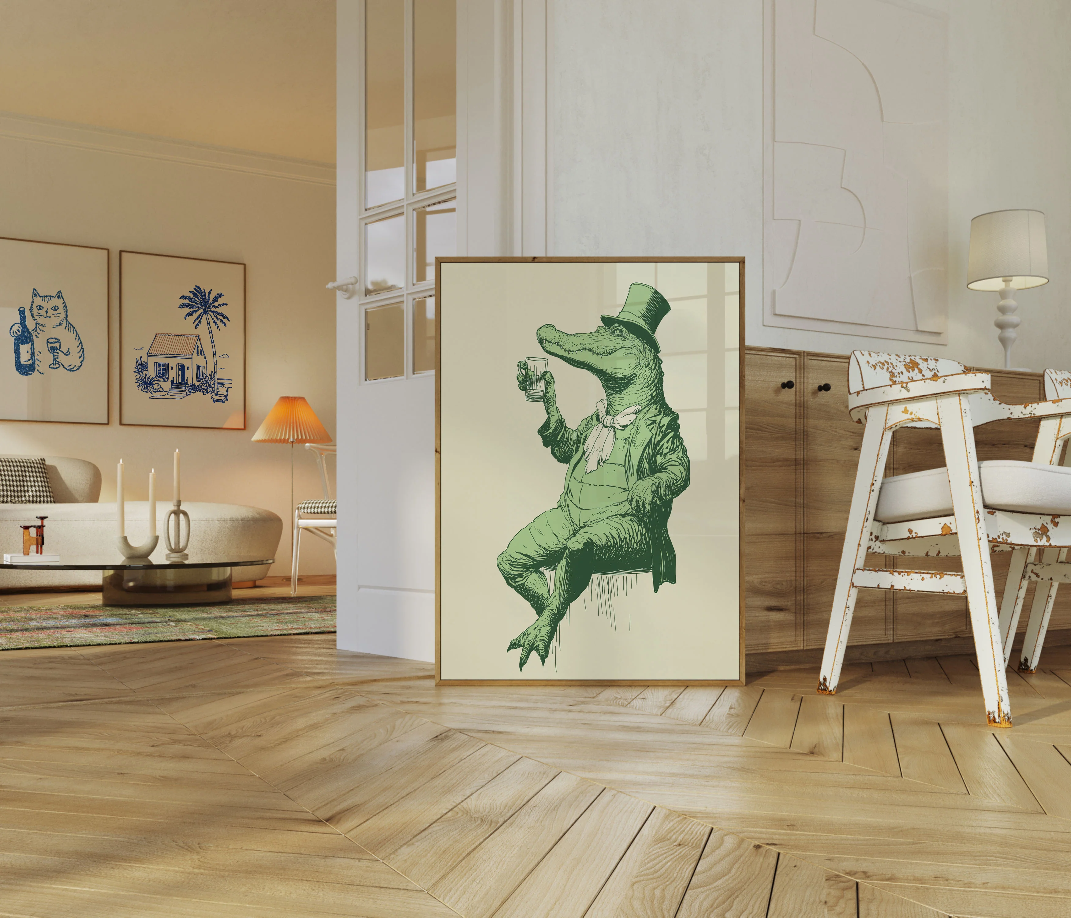 Dapper Crocodile Drinking Poster - Image 5