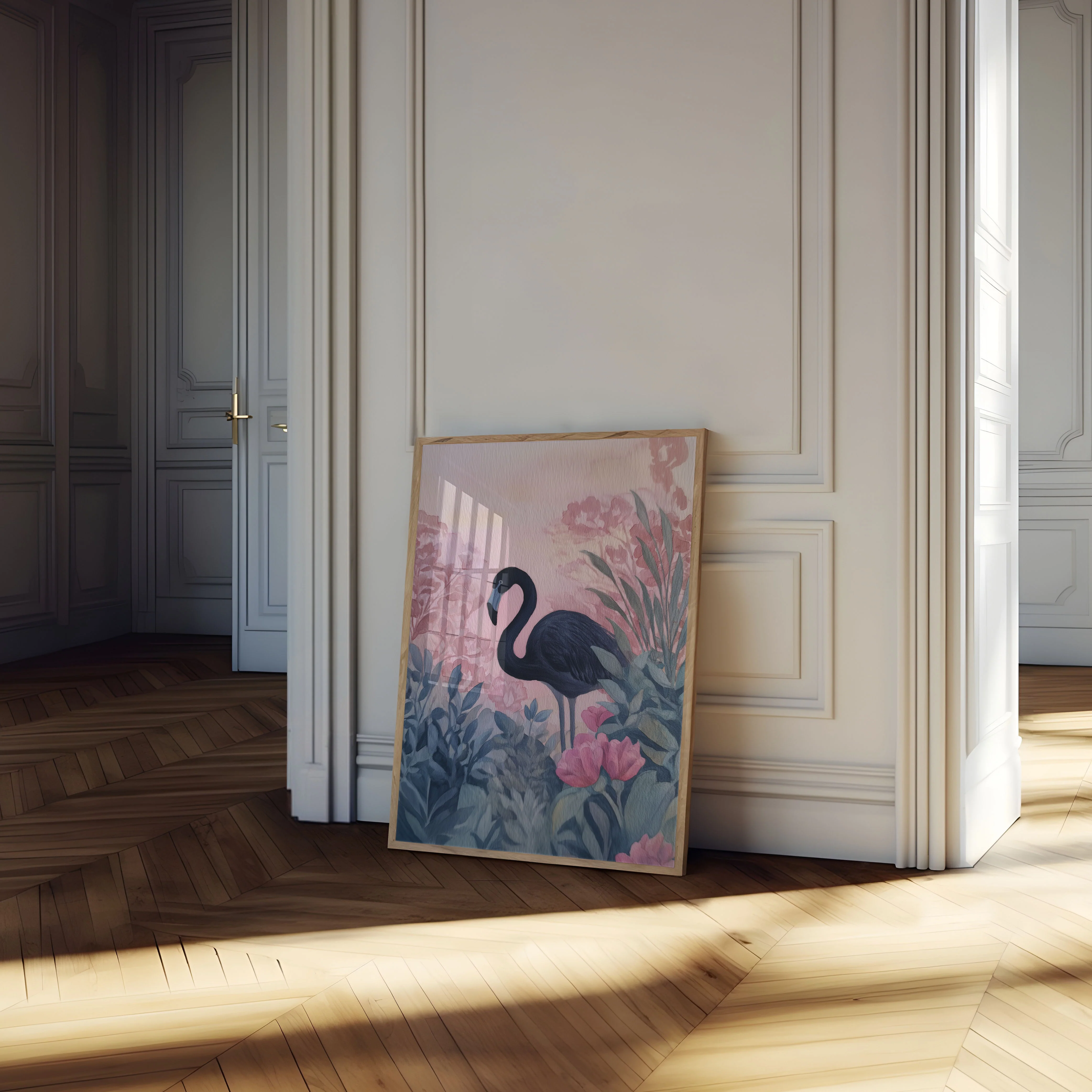 Dark Flamingo Garden Poster - Image 4