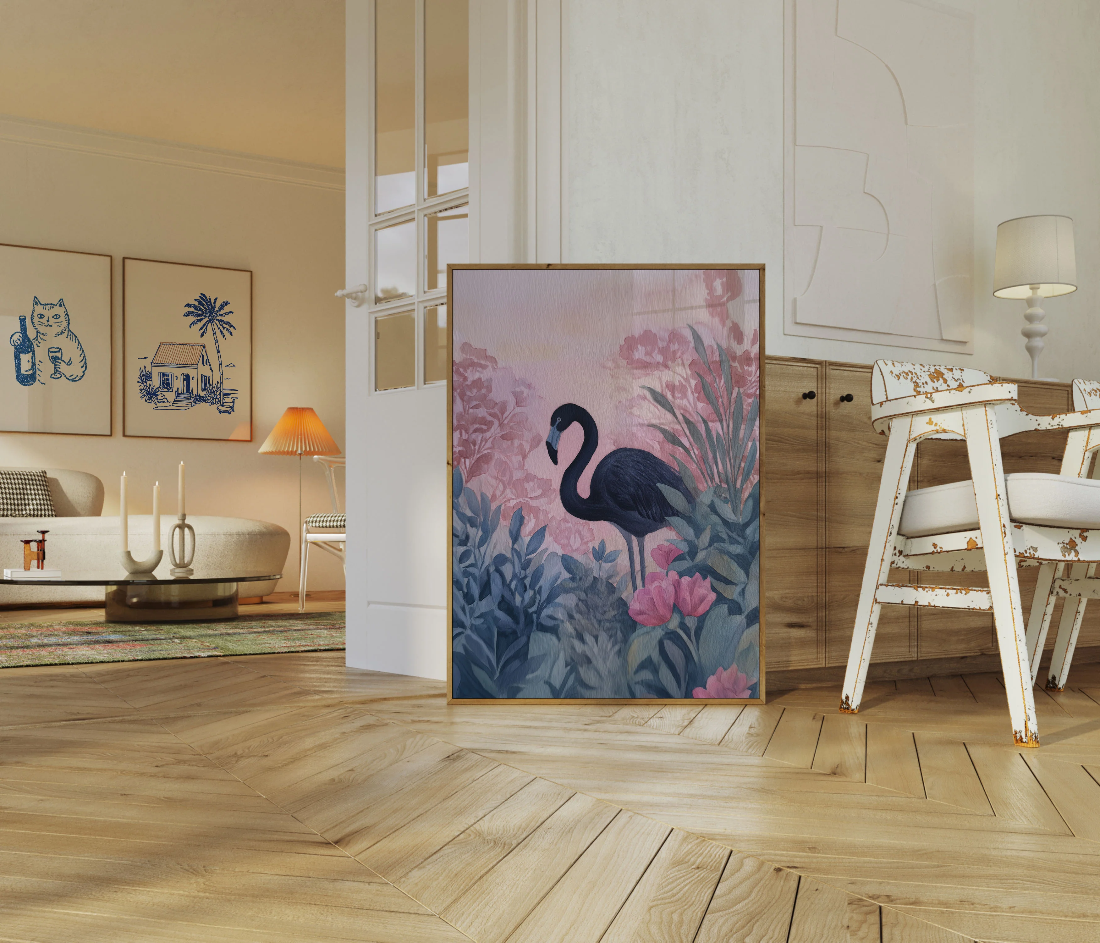 Dark Flamingo Garden Poster - Image 5
