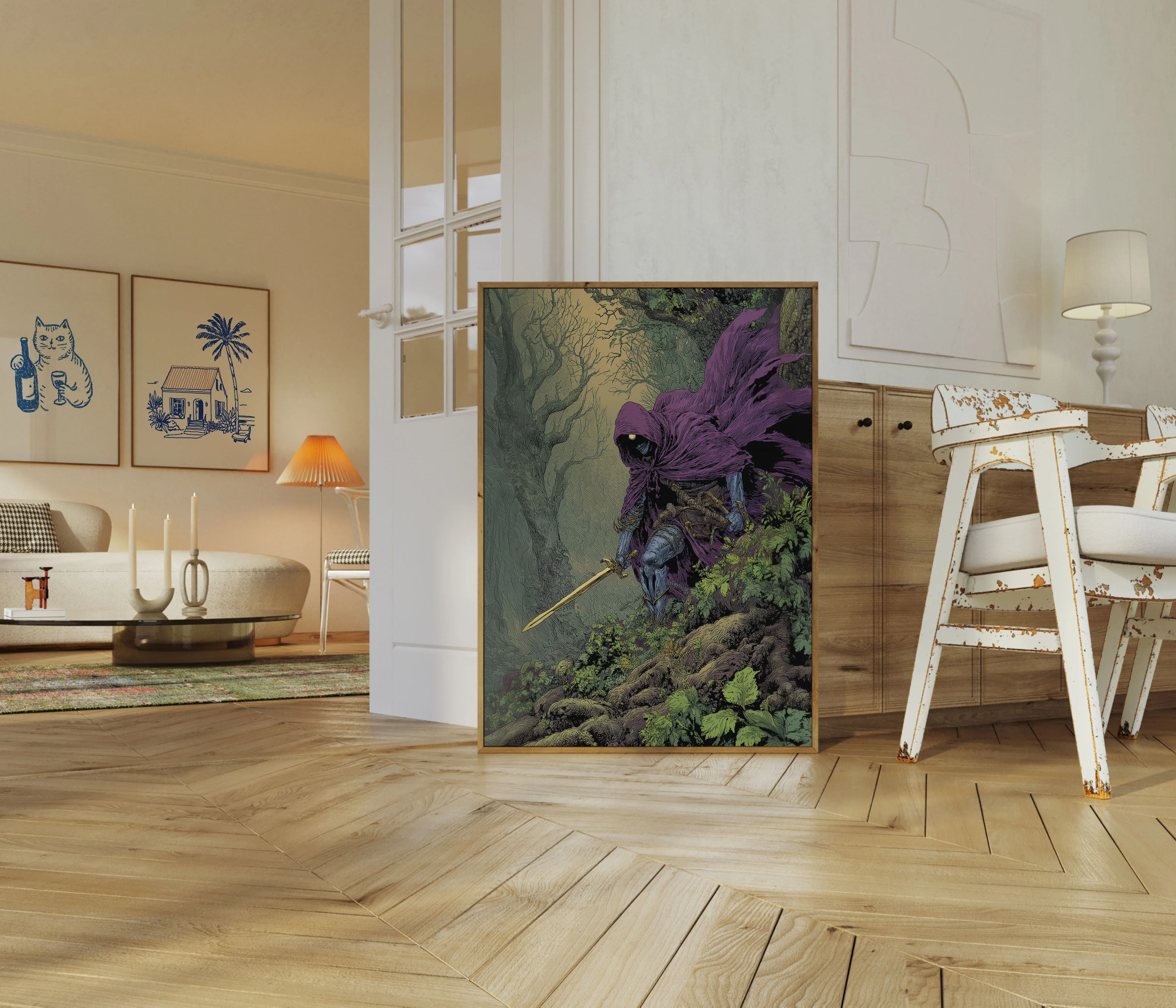 Dark Hooded Warrior Forest Poster - Image 5