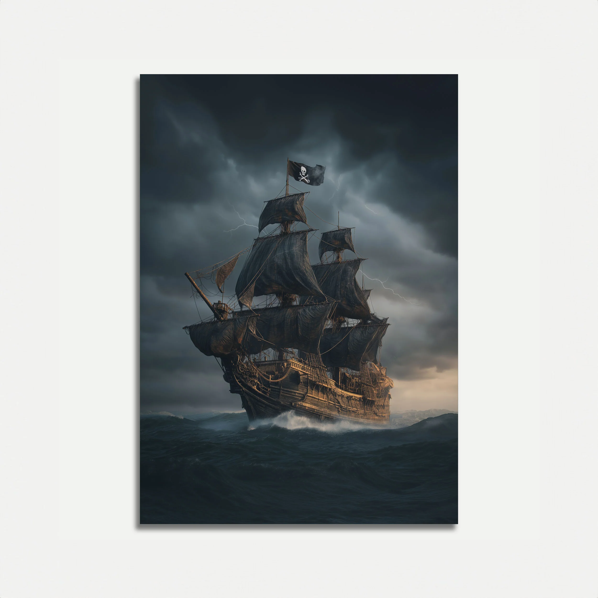 Dark Stormy Pirate Ship Poster