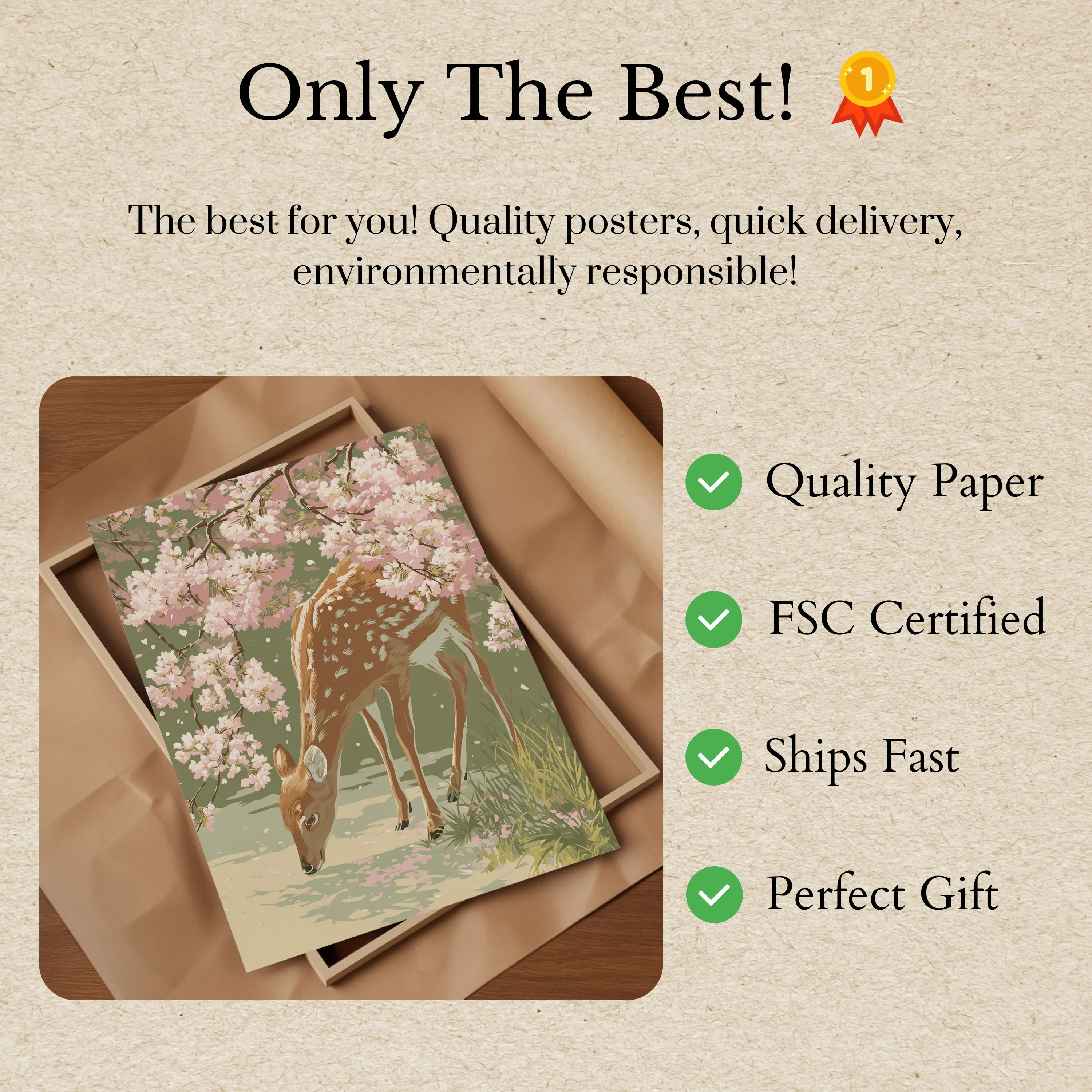 Deer Among Cherry Blossoms Poster - Image 3