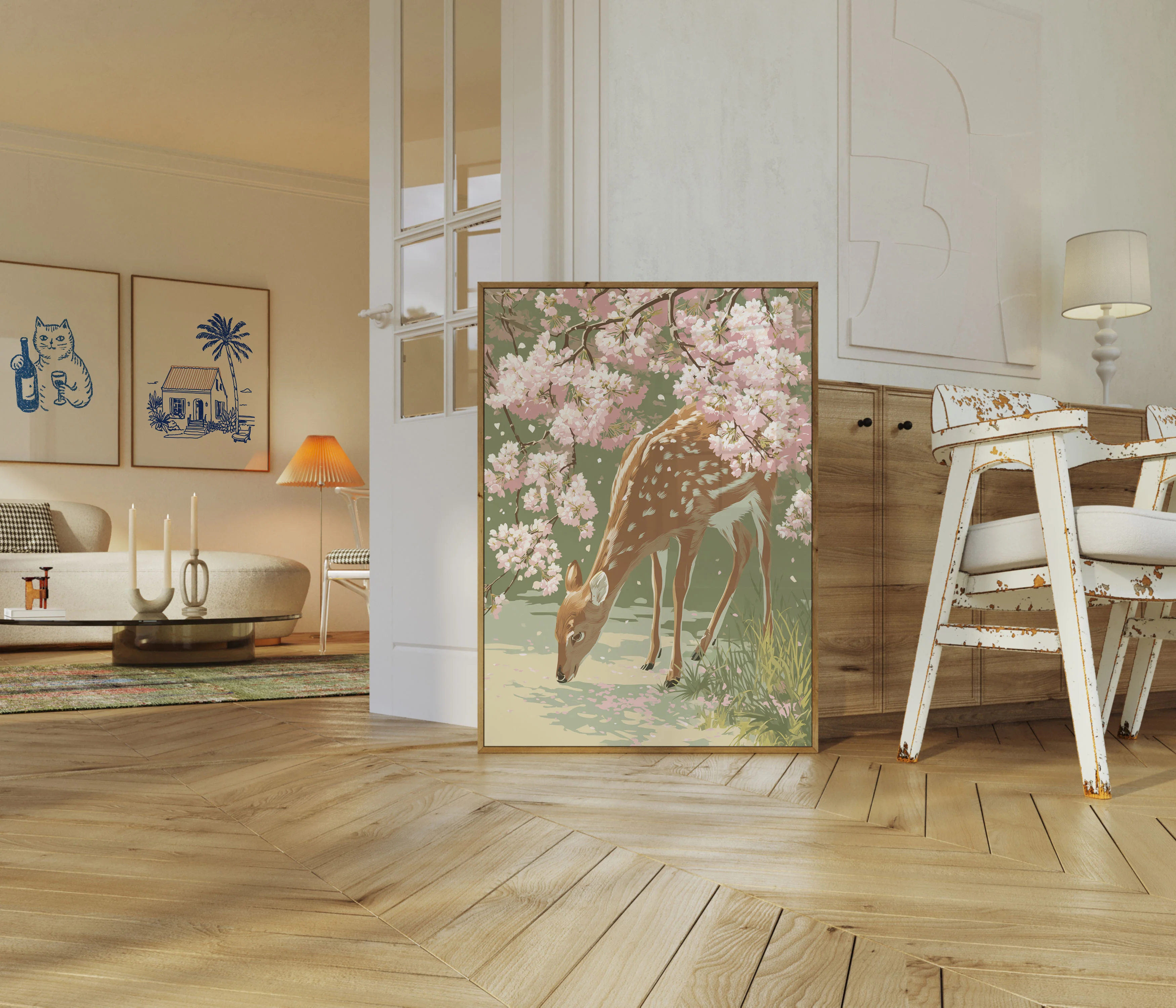 Deer Among Cherry Blossoms Poster - Image 5