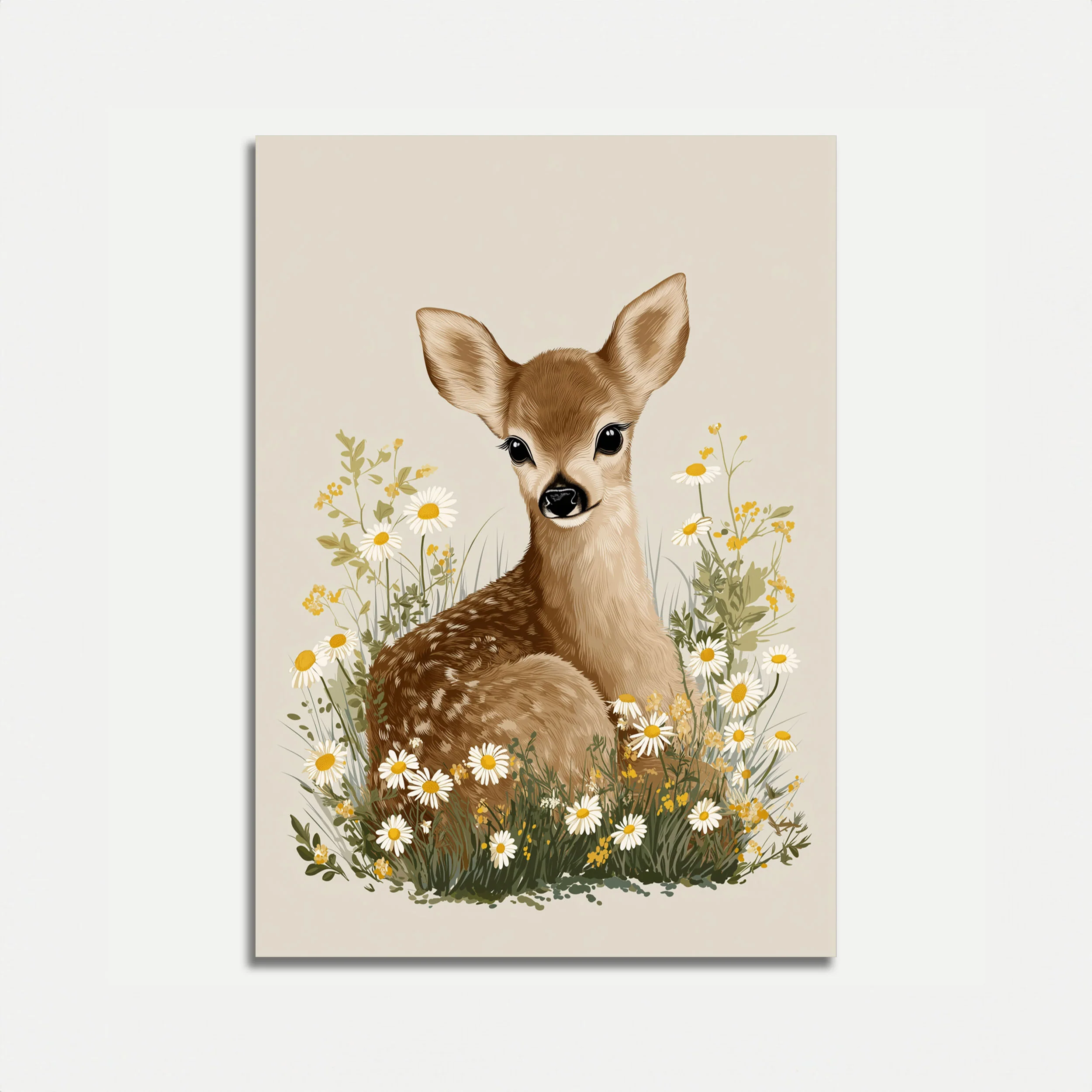 Deer Among Wildflowers Poster