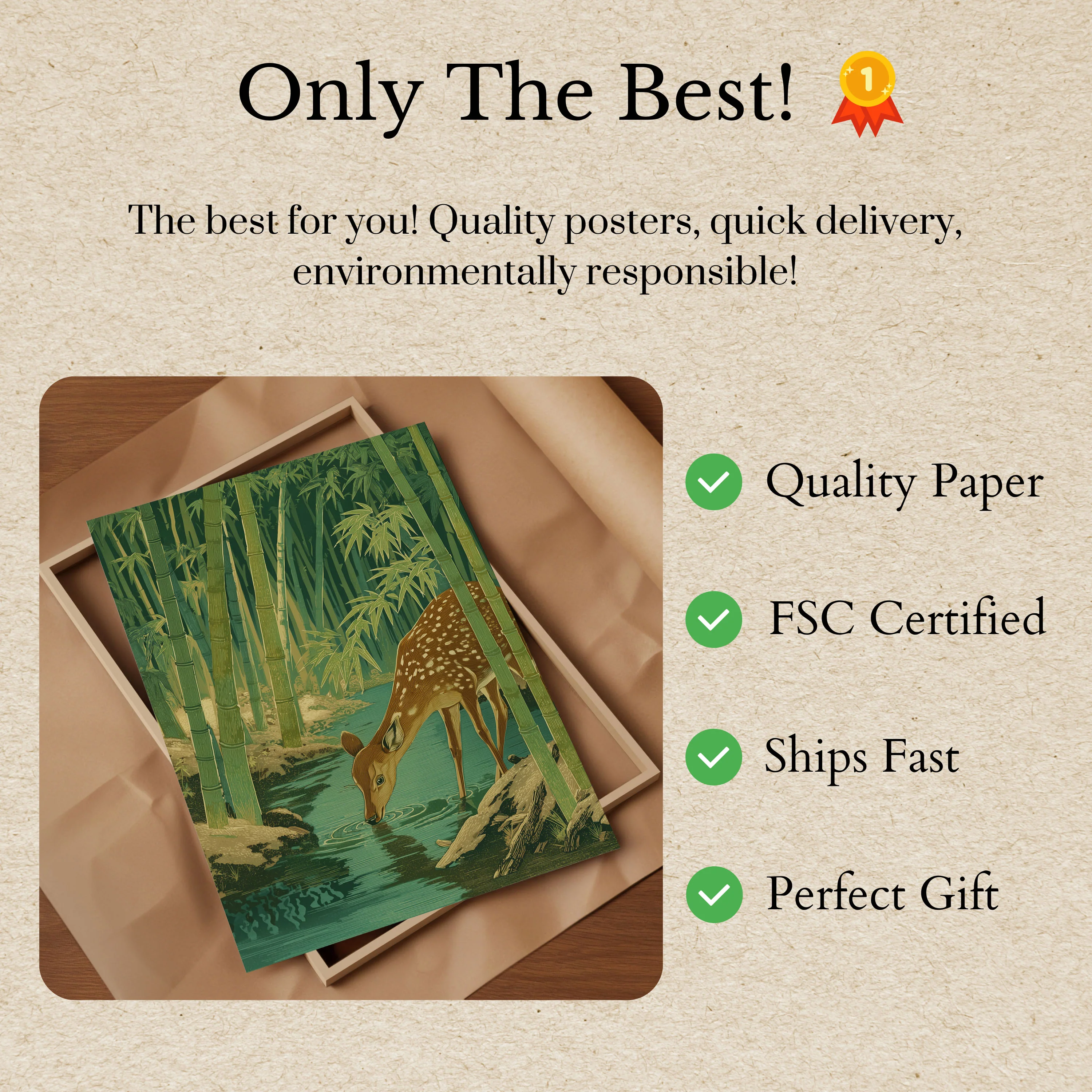 Deer by the Bamboo Stream Poster - Image 3