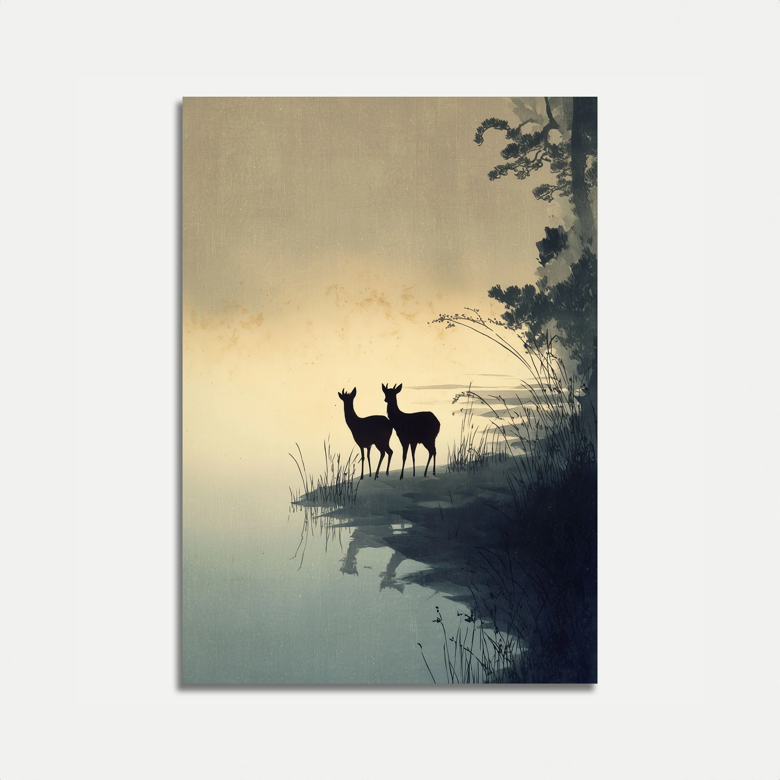 Deer by the Lake Poster