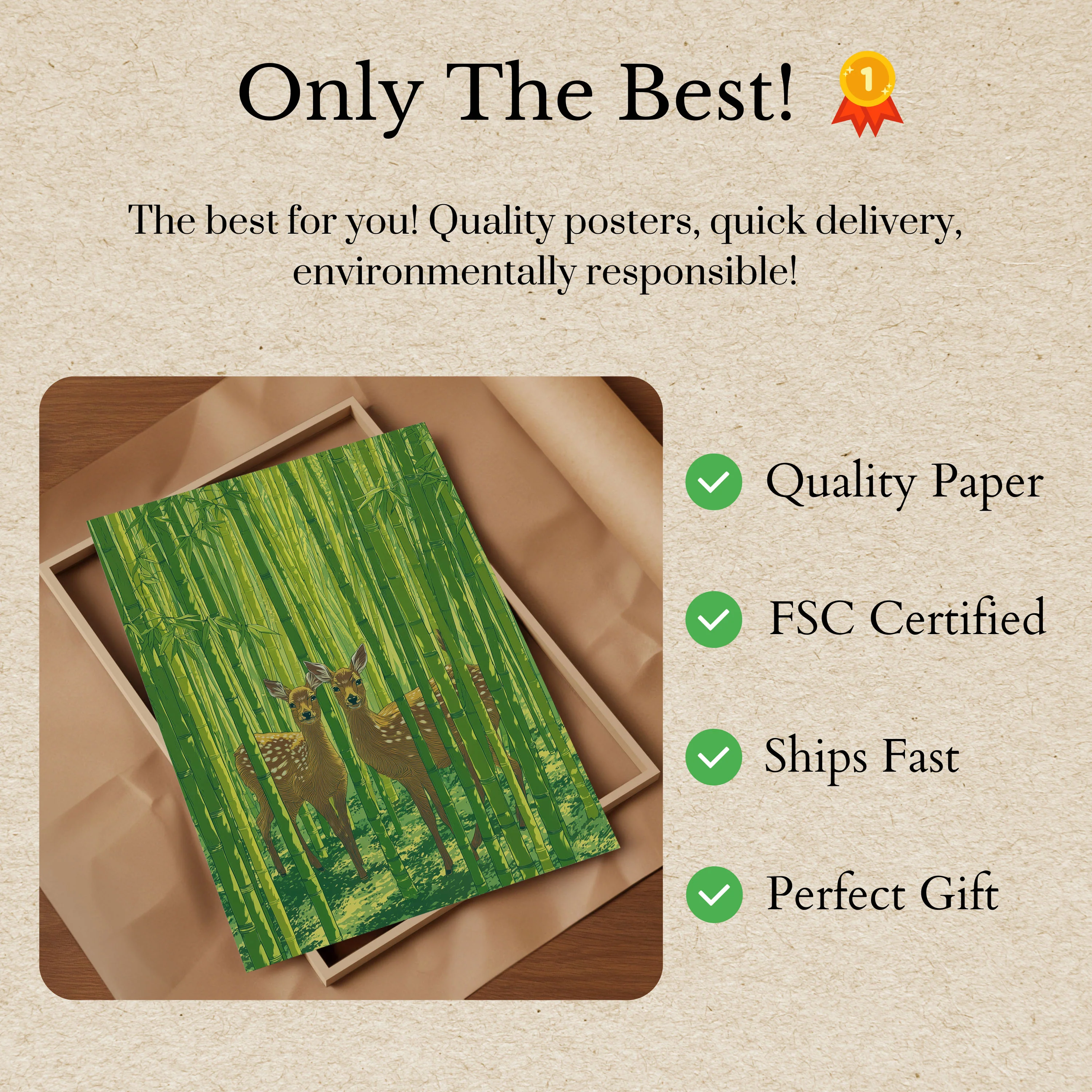 Deer in Bamboo Forest Poster - Image 3