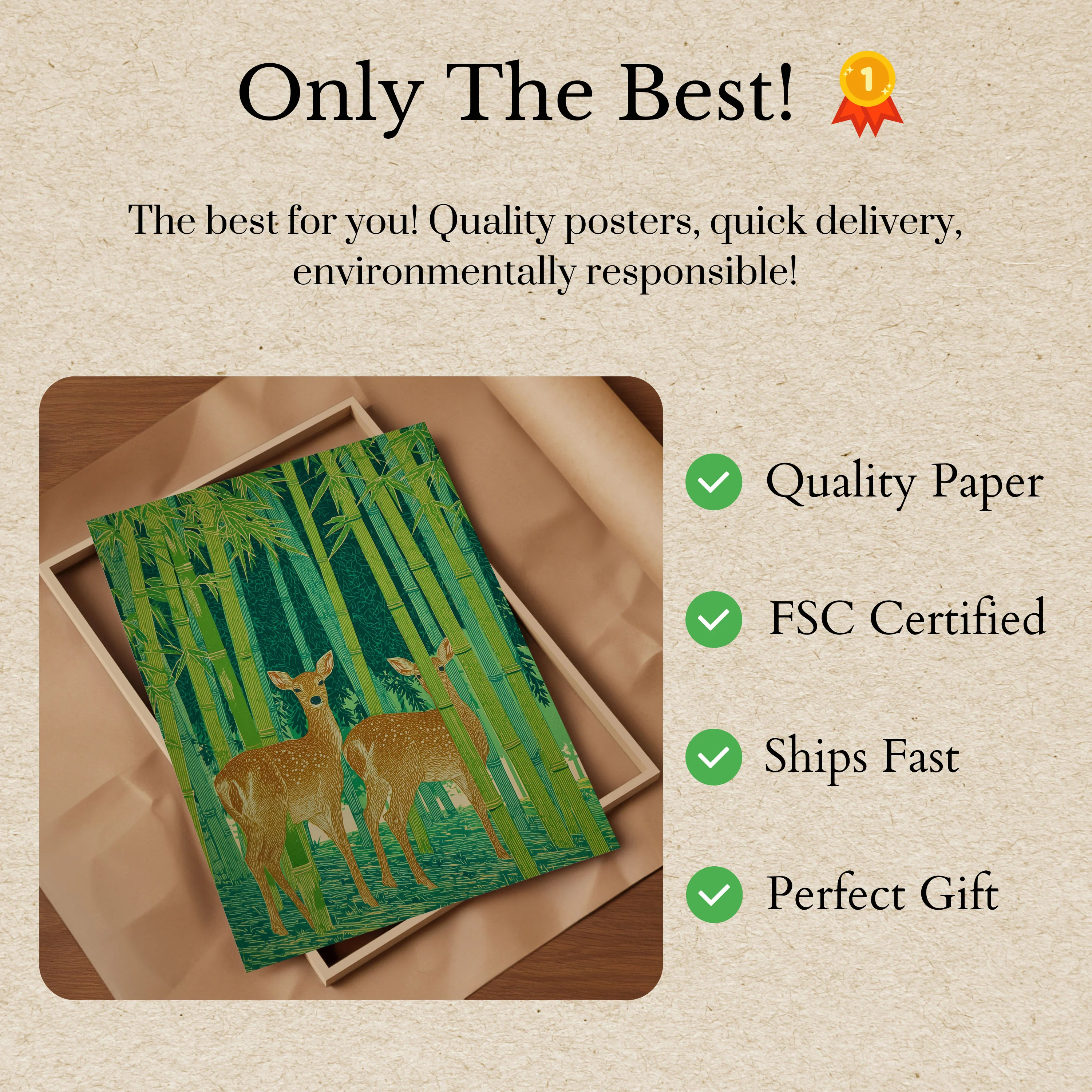 Deer in Bamboo Forest Poster - Image 3