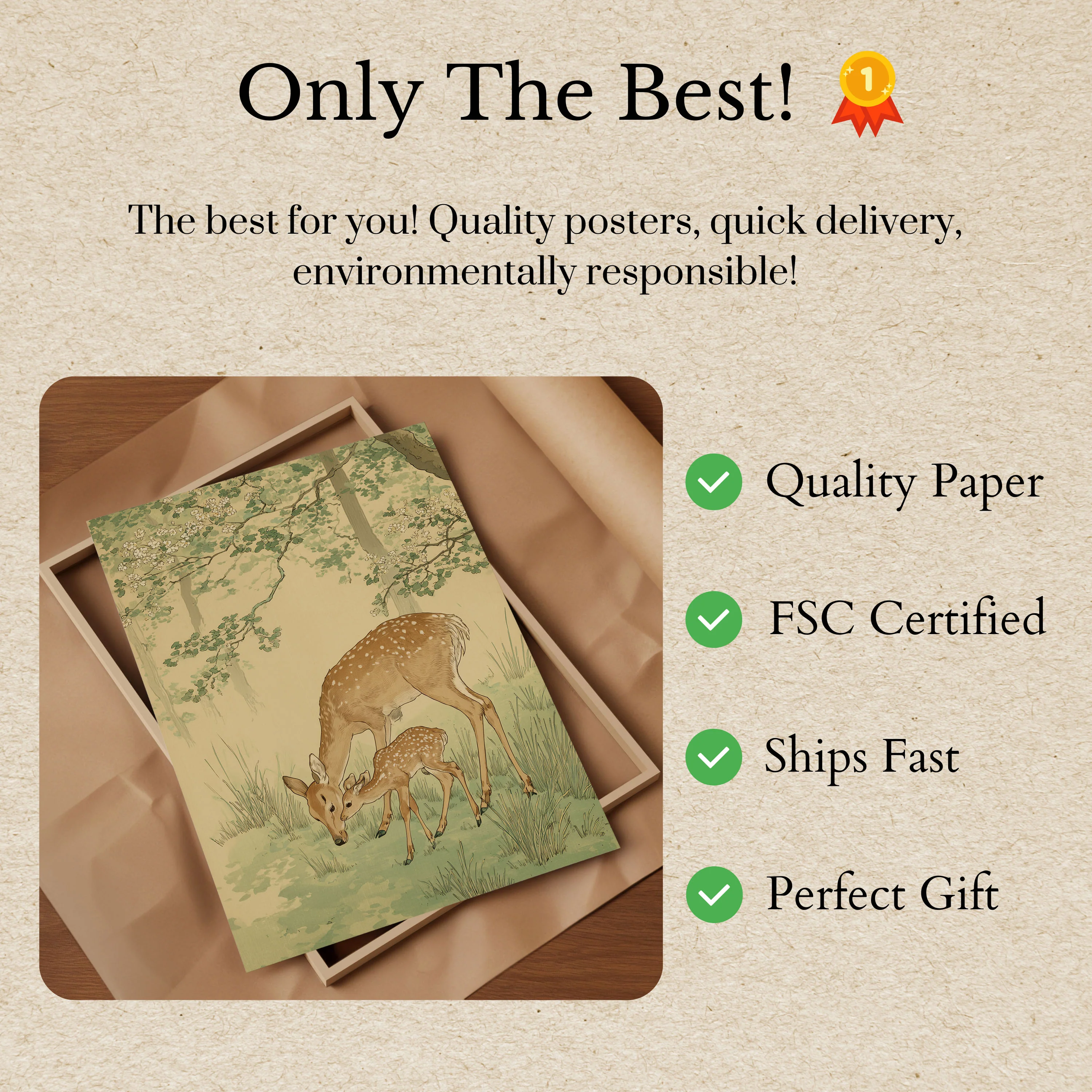 Deer Mother and Fawn Poster - Image 3