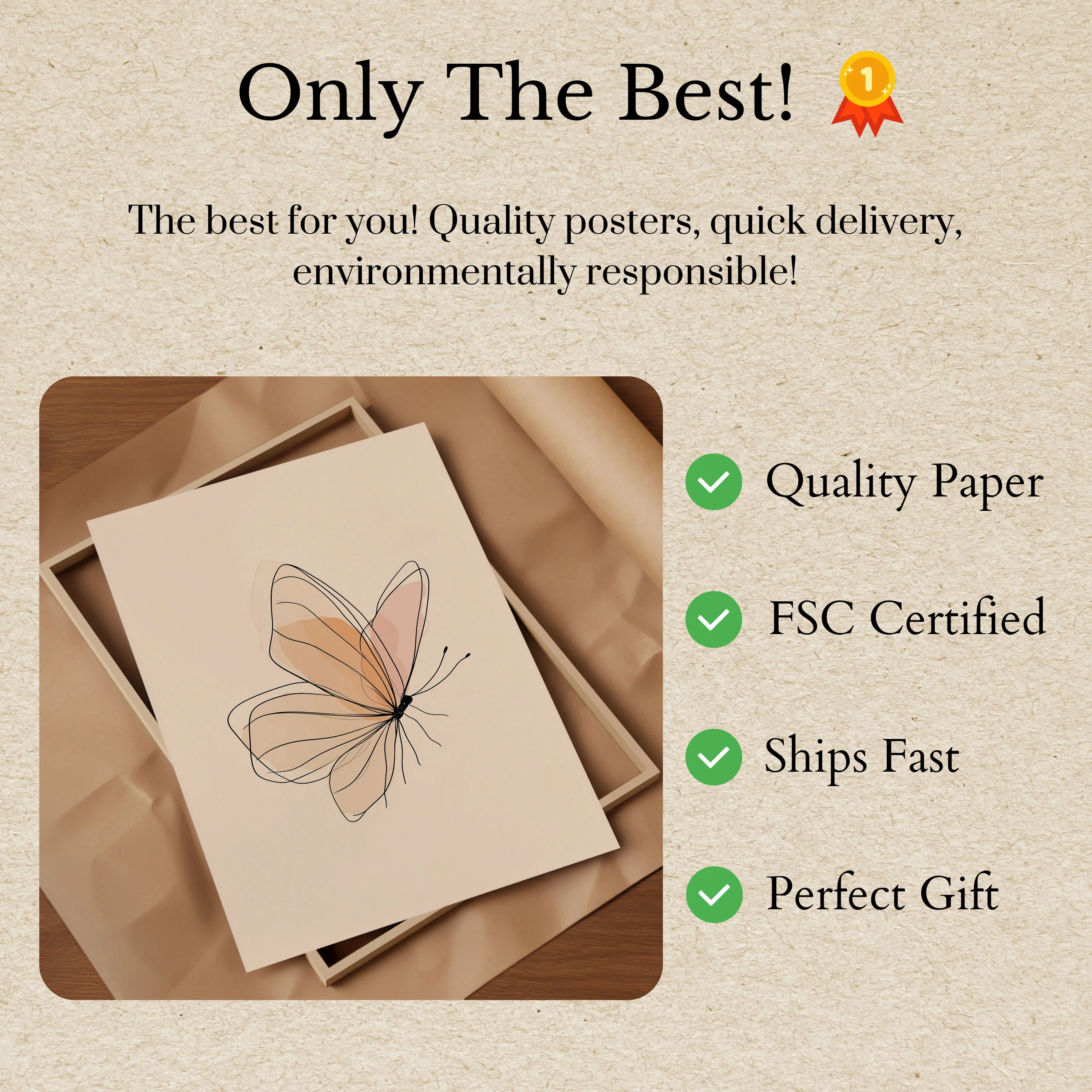 Delicate Butterfly Line Art Poster - Image 3