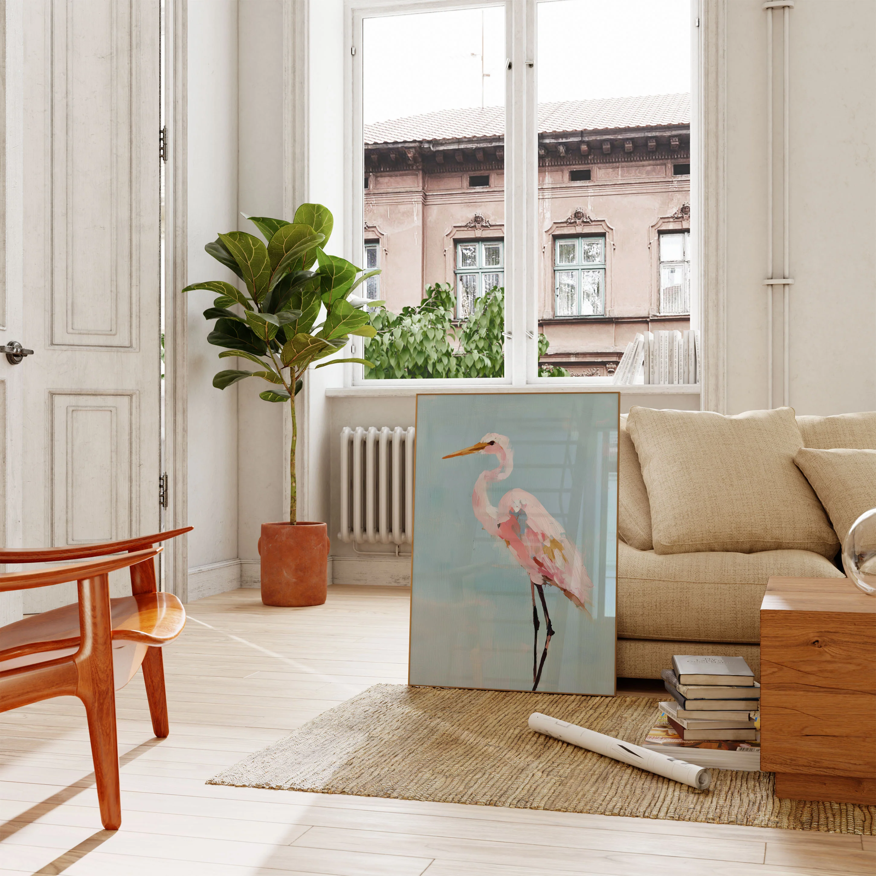 Delicate Pink Heron Poster - Image 2