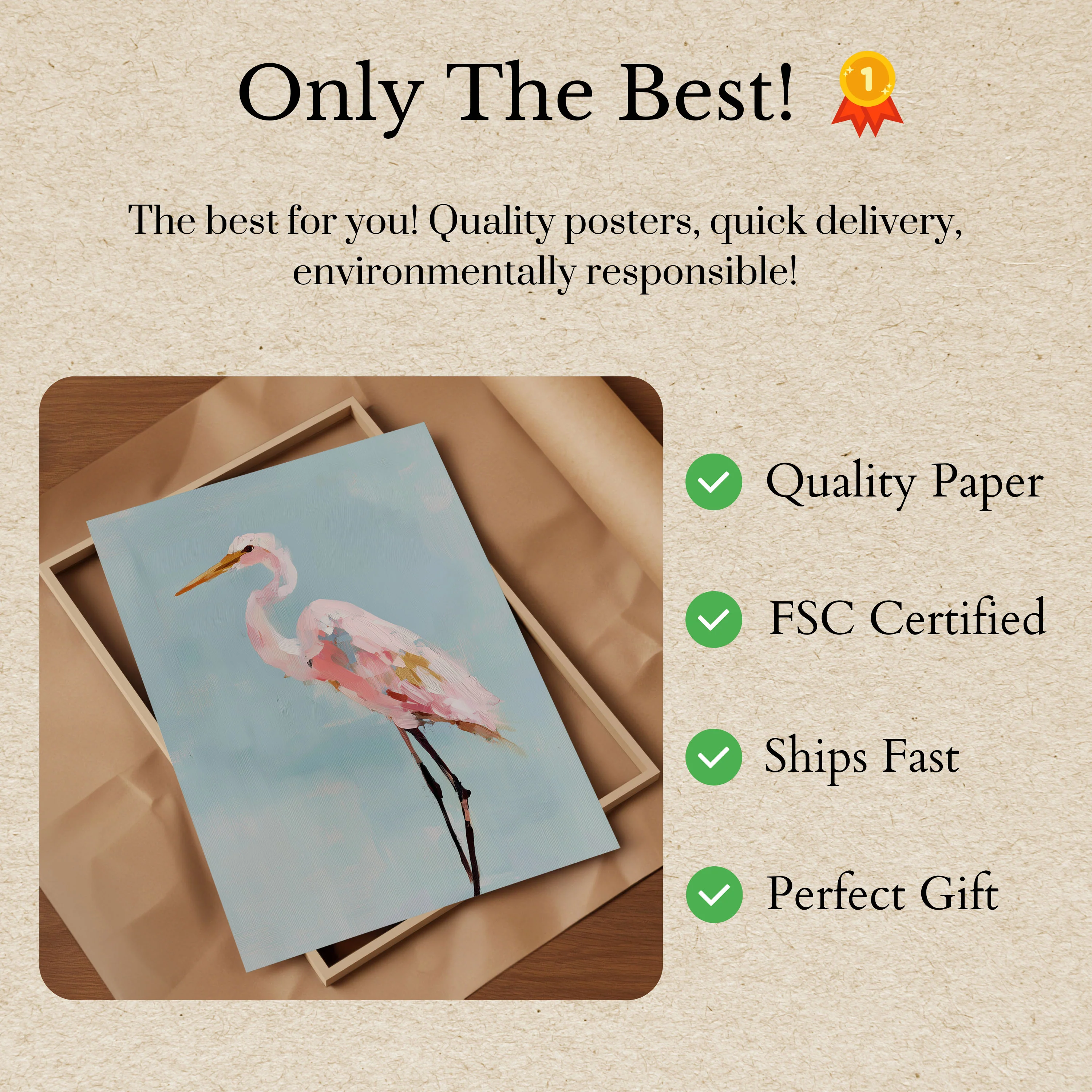 Delicate Pink Heron Poster - Image 3