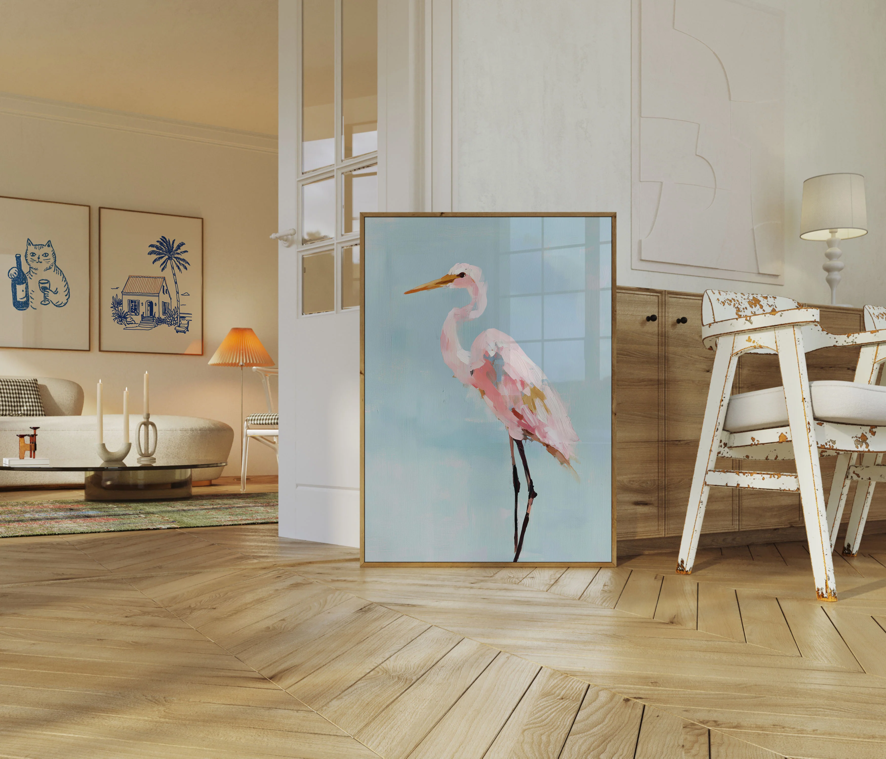 Delicate Pink Heron Poster - Image 5