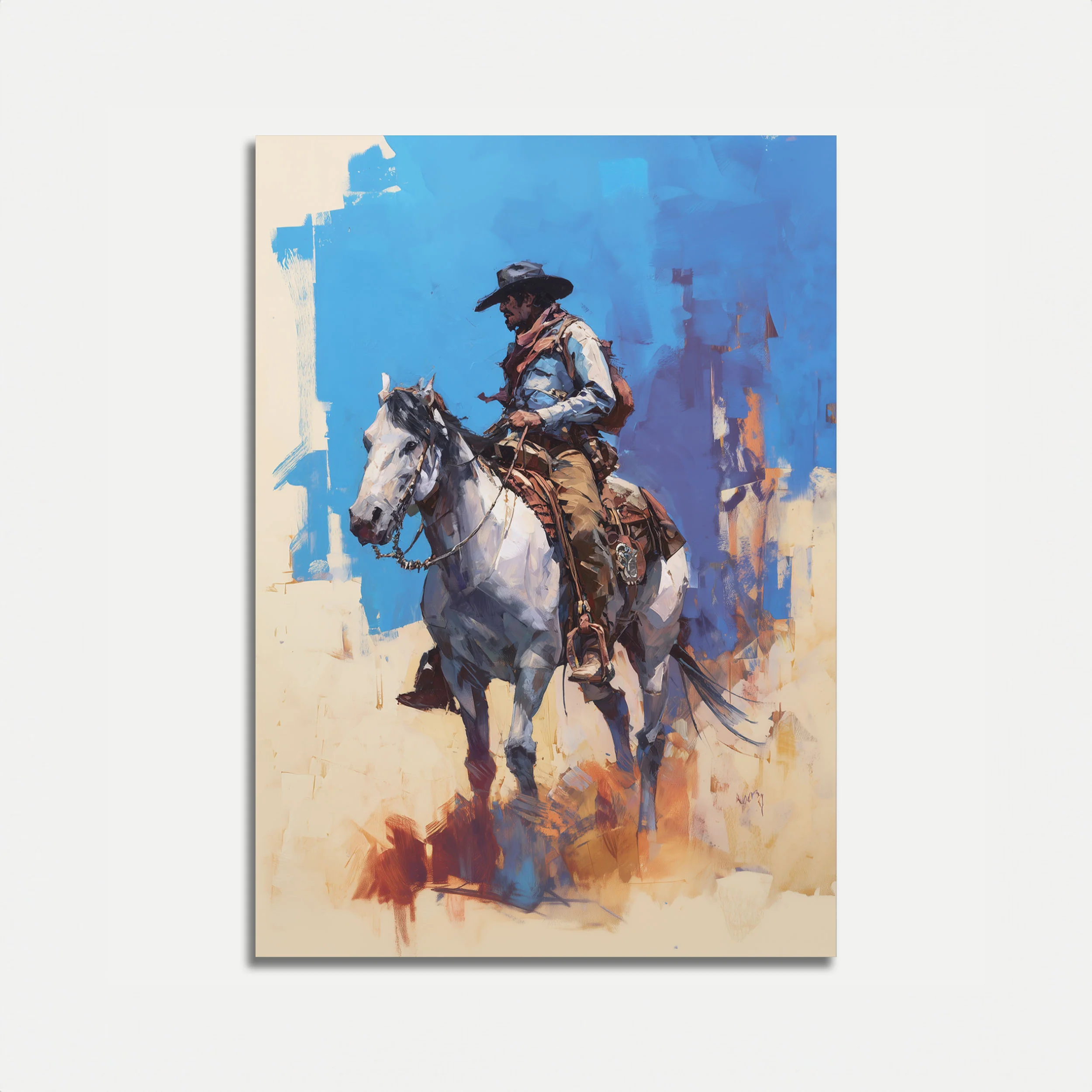 Desert Cowboy Riding Poster