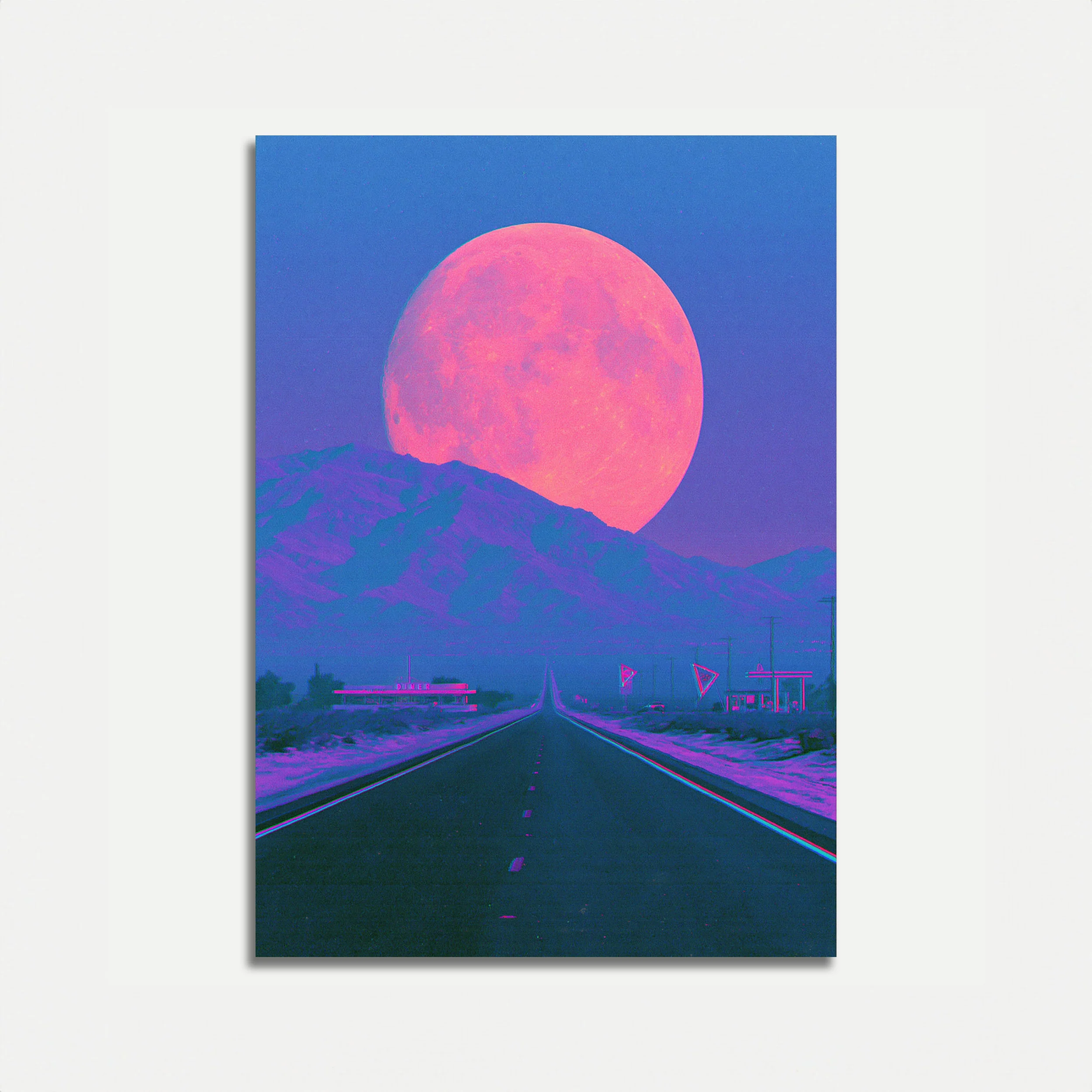 Desert Highway Moonrise Poster