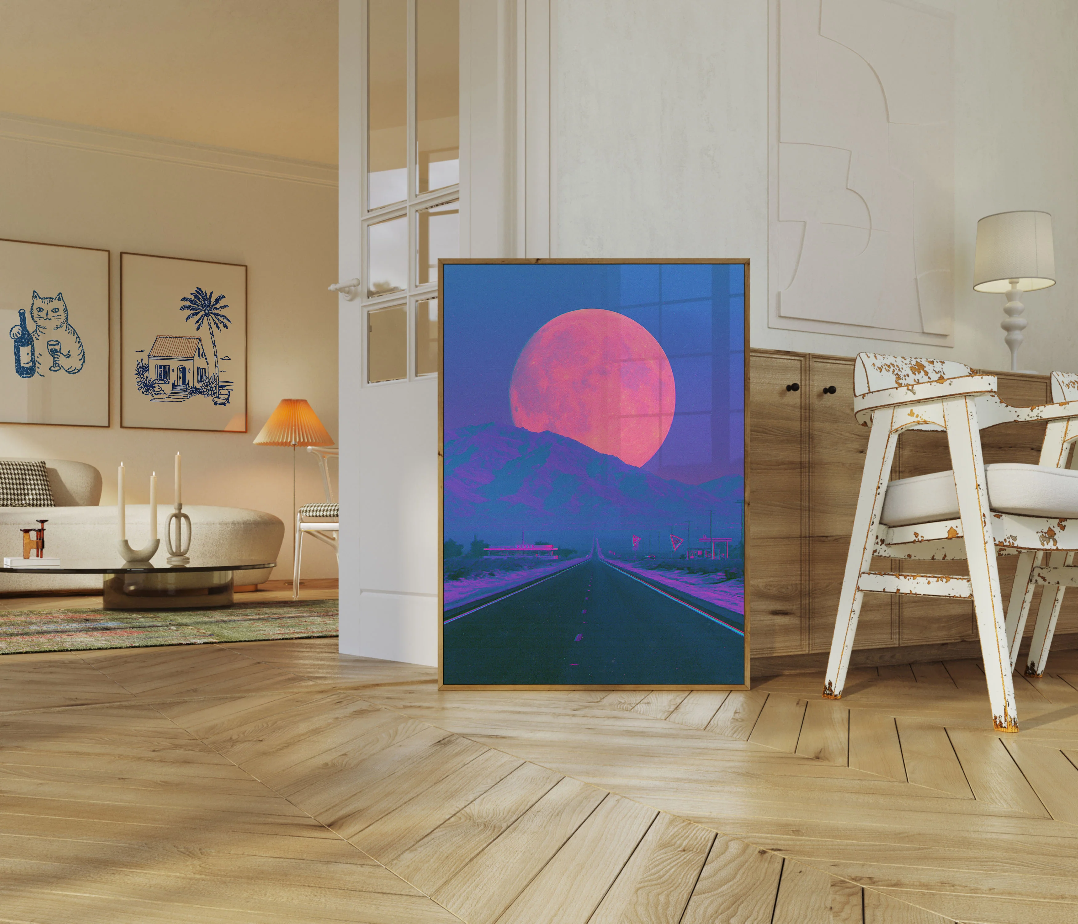 Desert Highway Moonrise Poster - Image 5