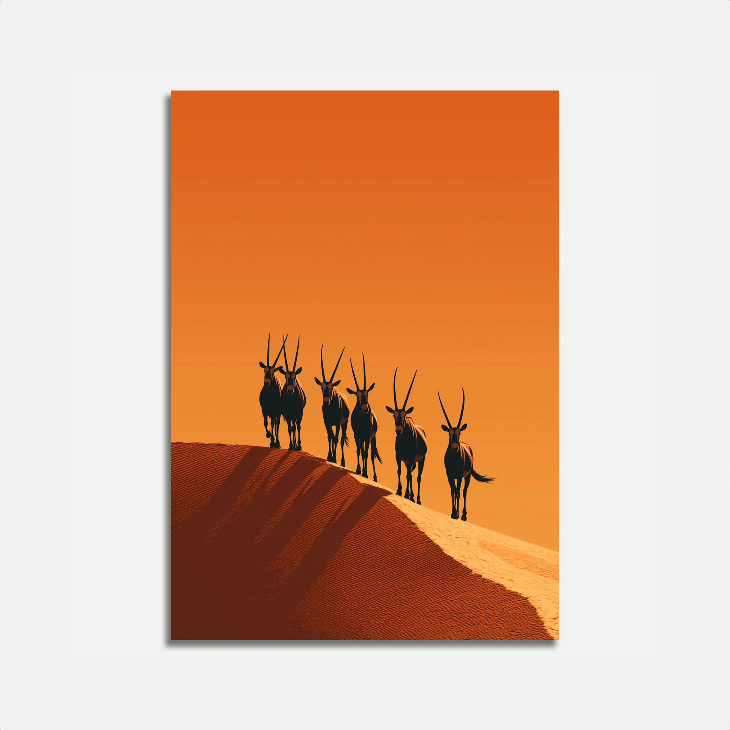 Desert Oryx Herd Silhouette Poster