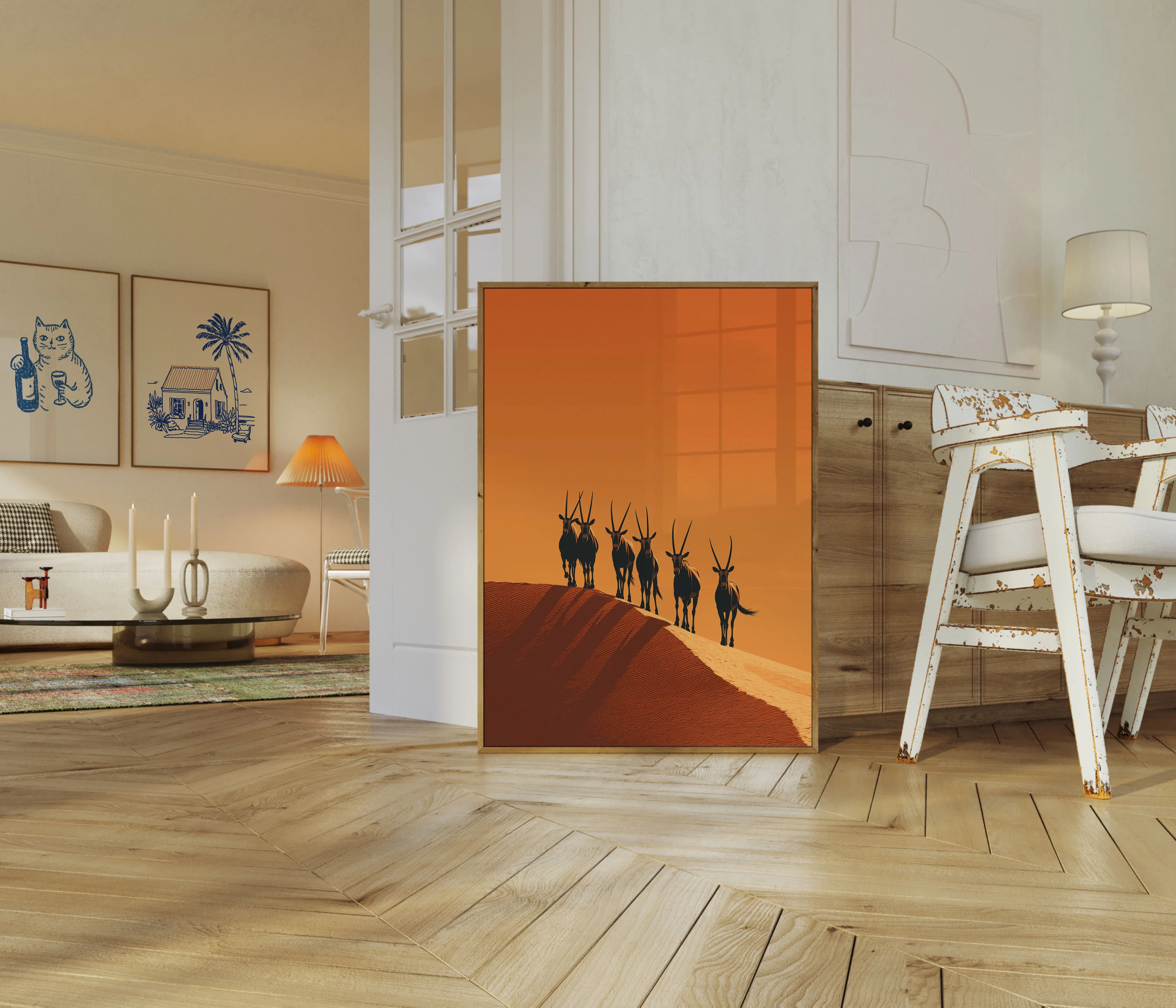 Desert Oryx Herd Silhouette Poster - Image 5