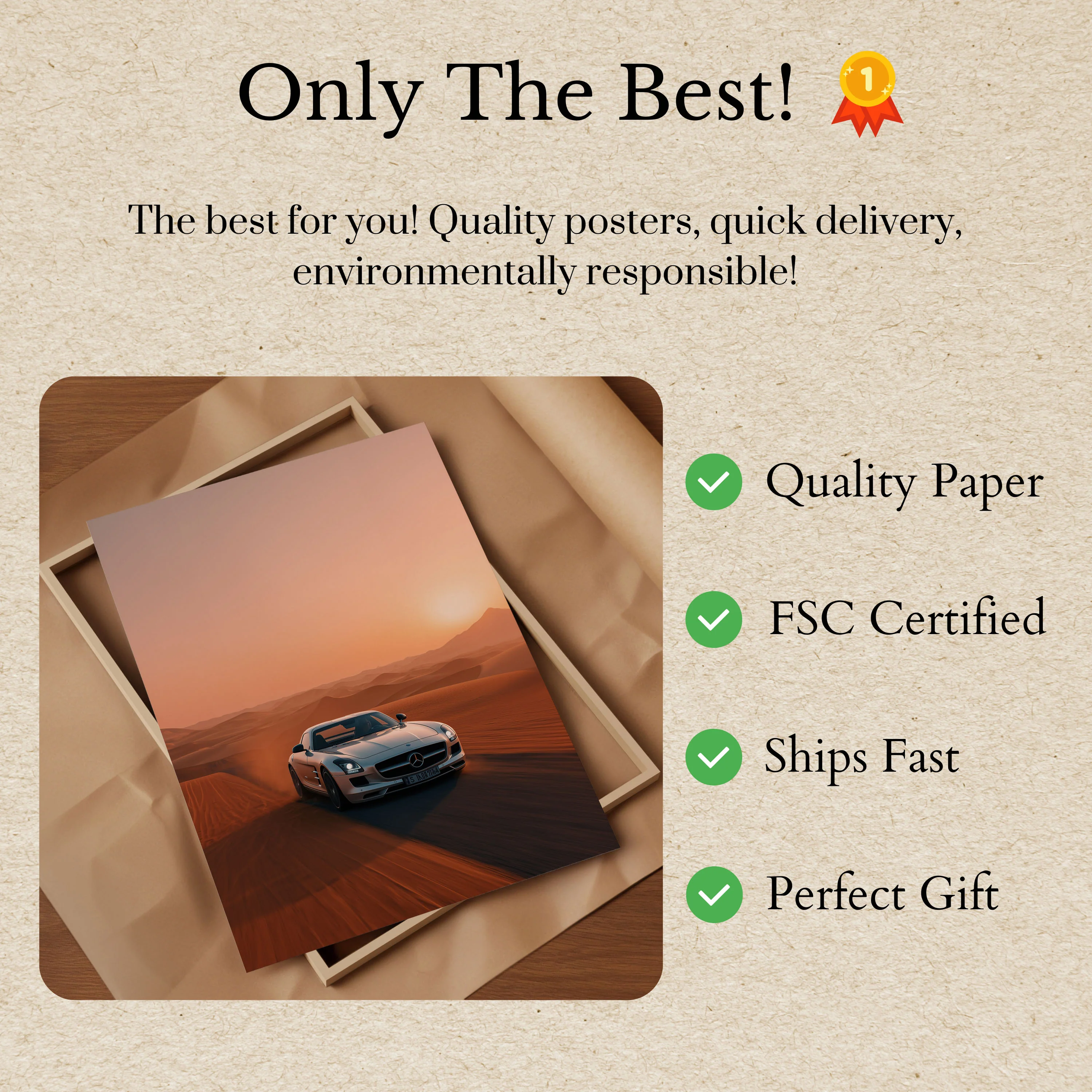 Desert Sunset Luxury Ride Poster - Image 3
