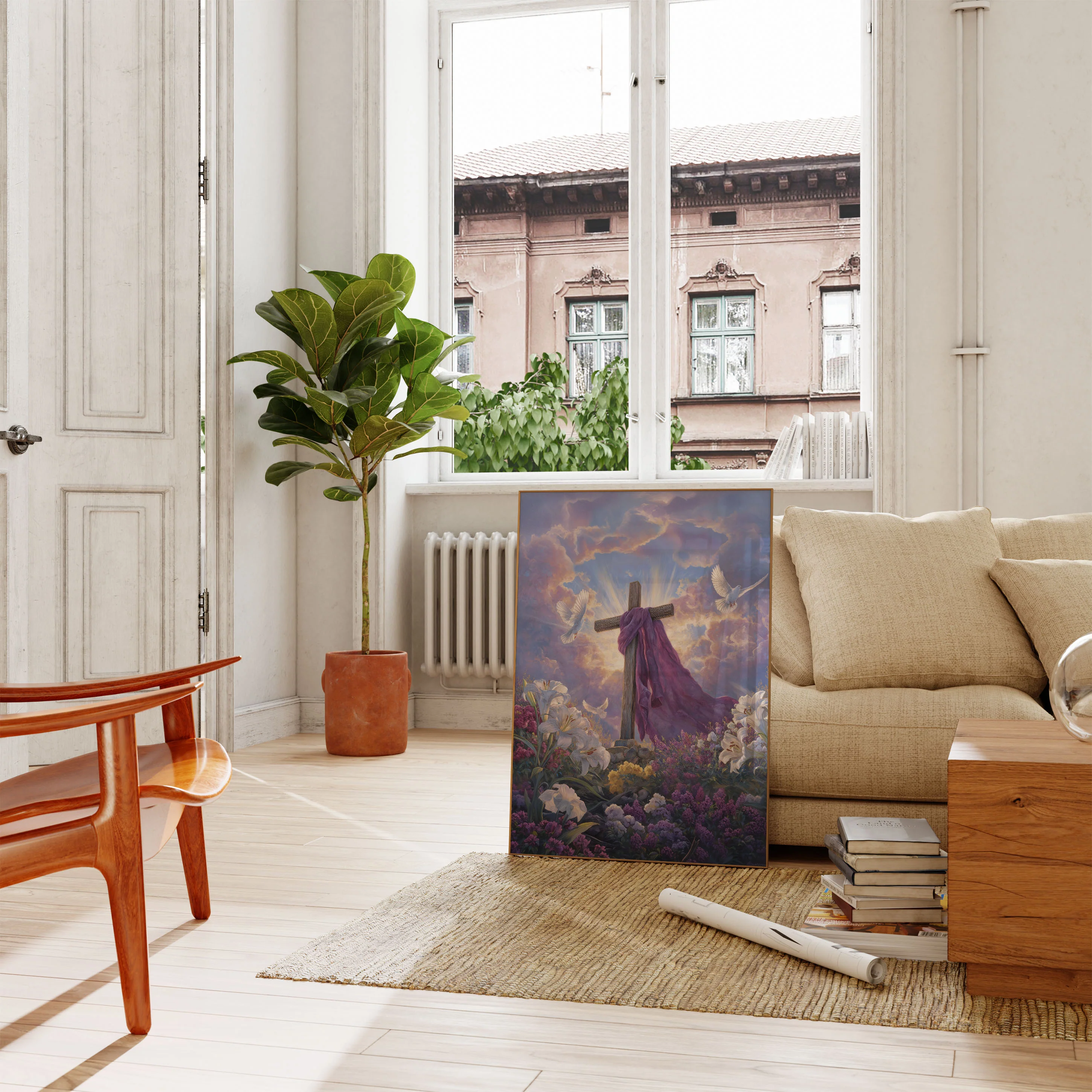 Divine Cross in Heavenly Garden Poster - Image 2