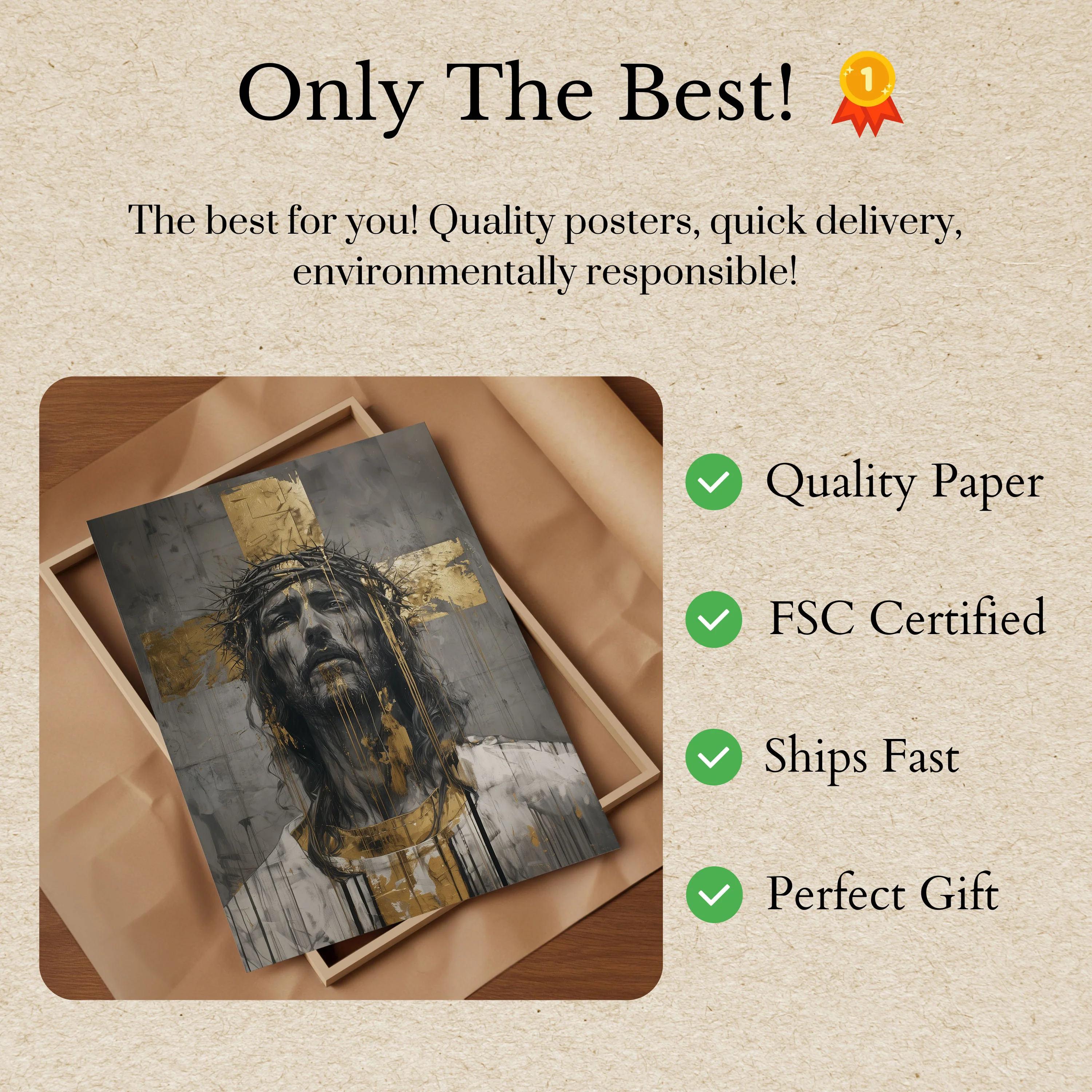Divine Crucifixion Gold Poster - Image 3