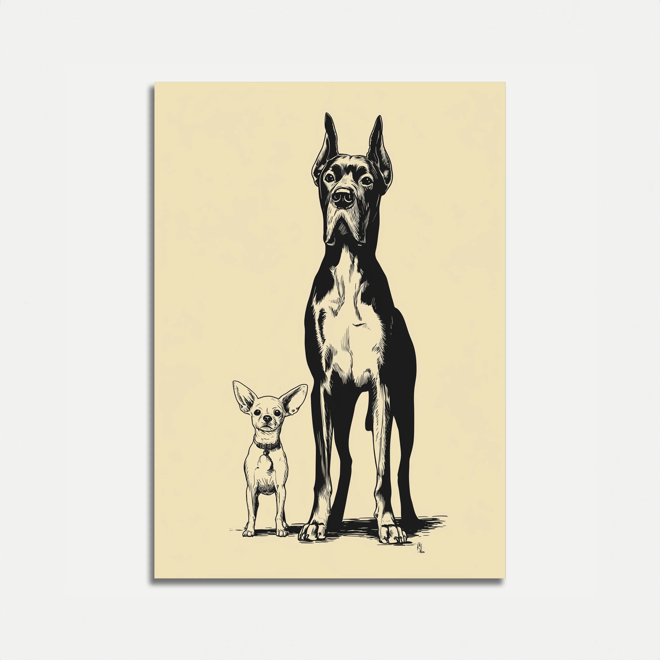 Doberman and Chihuahua Size Comparison Poster
