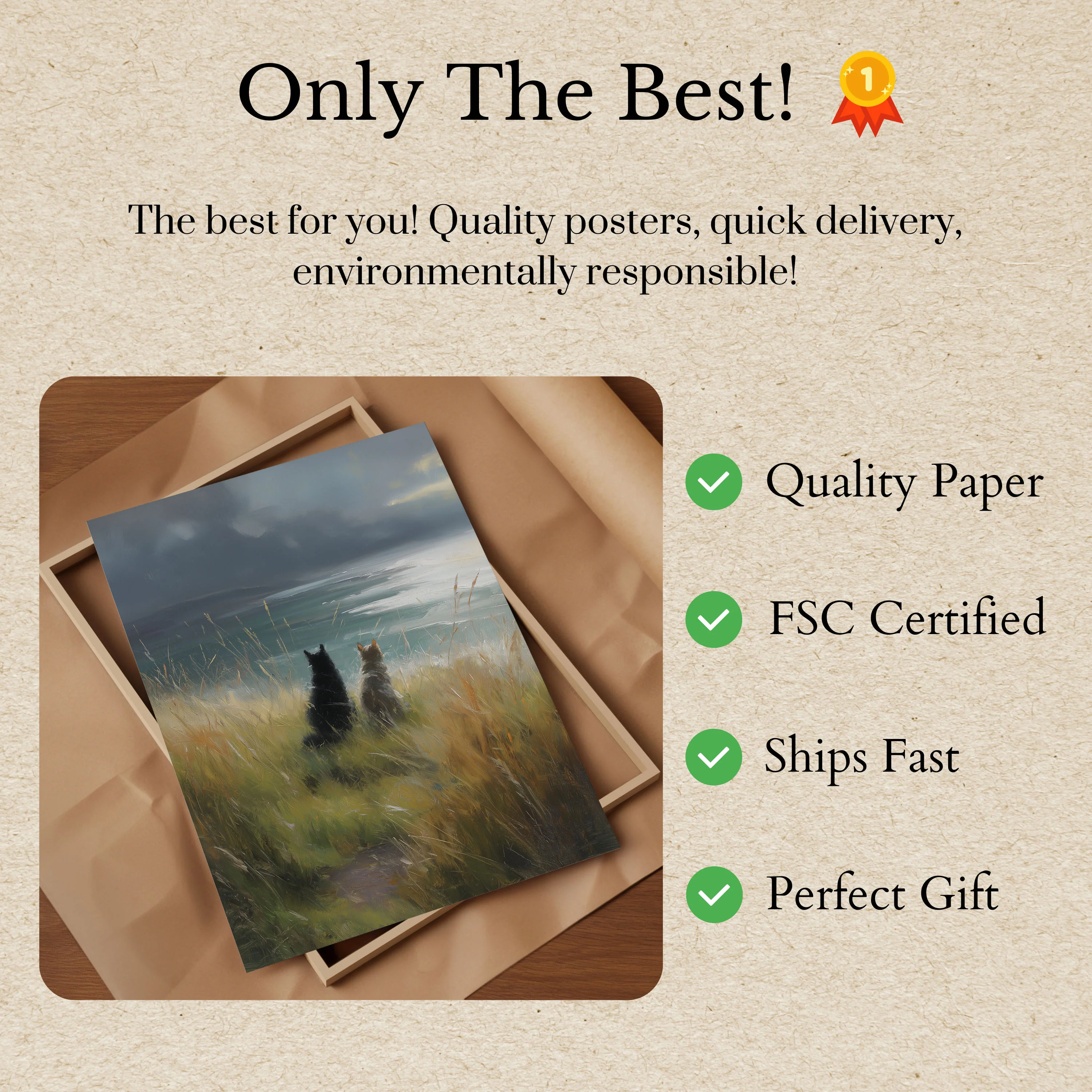 Dogs Watching Ocean Waves Poster - Image 3