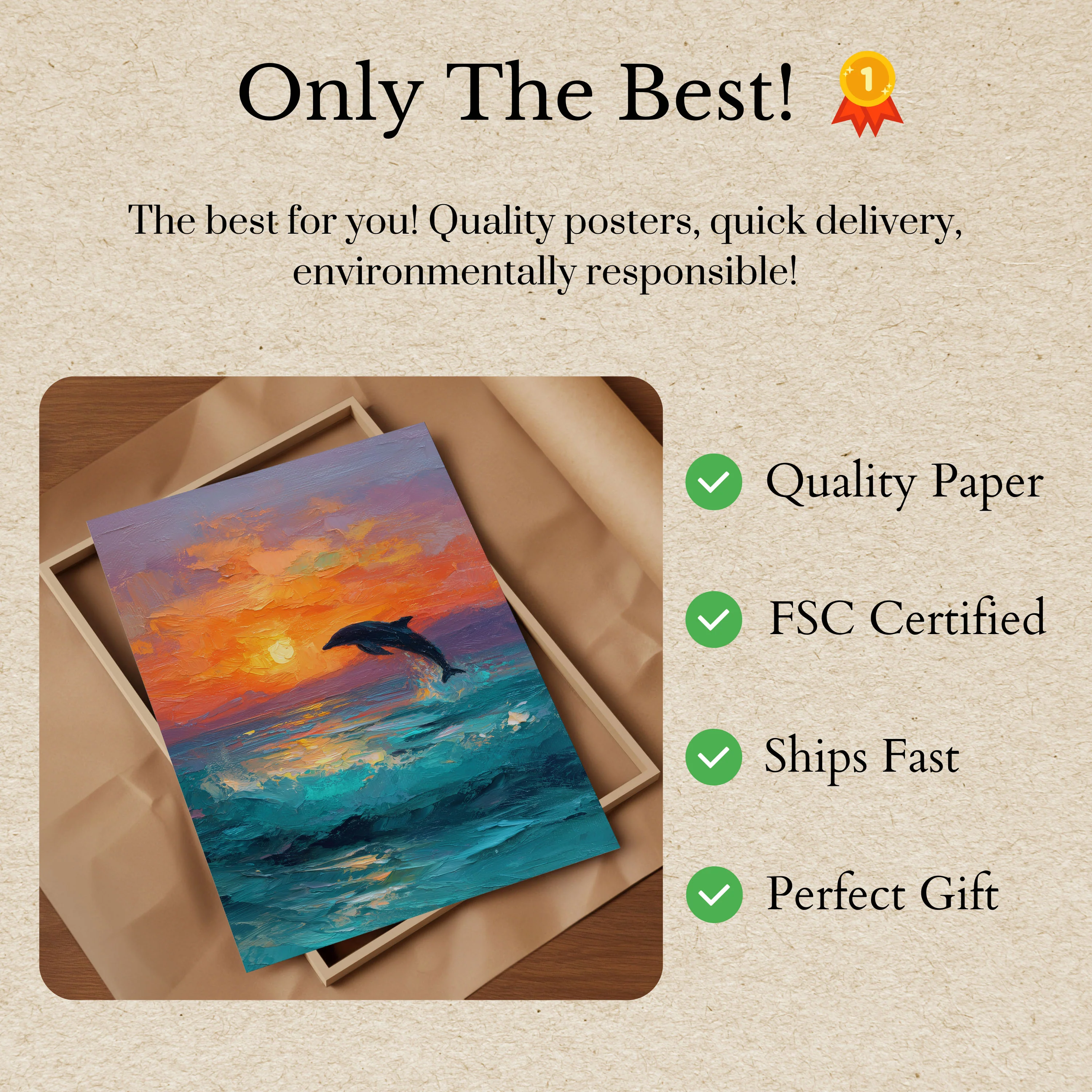 Dolphin Jumping at Sunset Poster - Image 3
