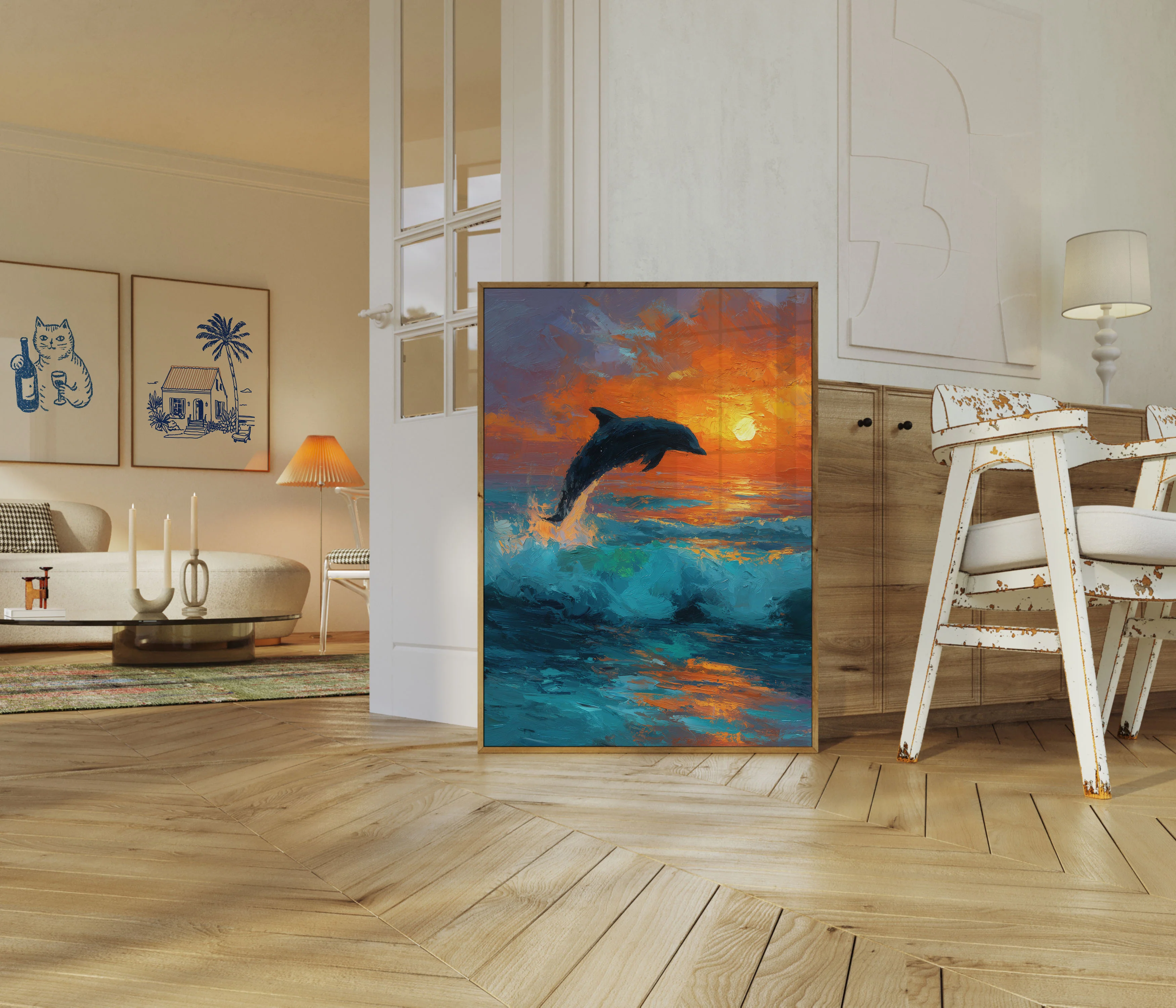 Dolphin Jumping at Sunset Poster - Image 5