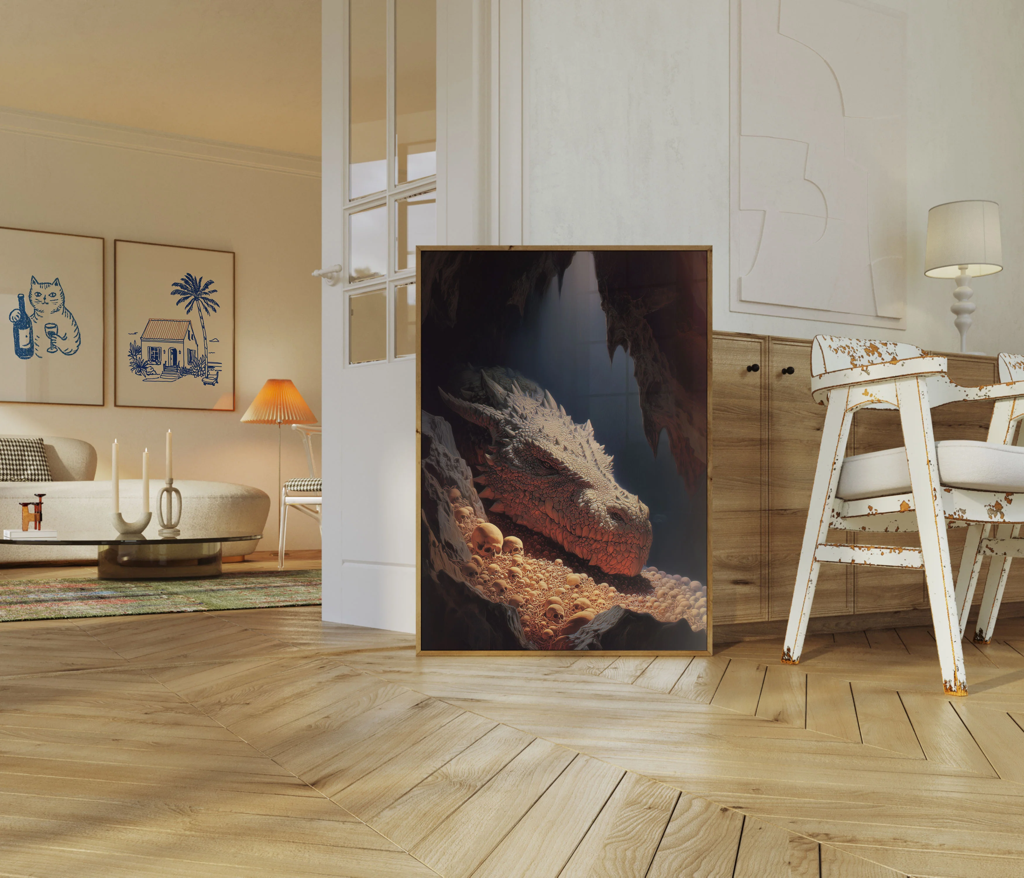 Dragon in Cave with Skulls Poster - Image 5